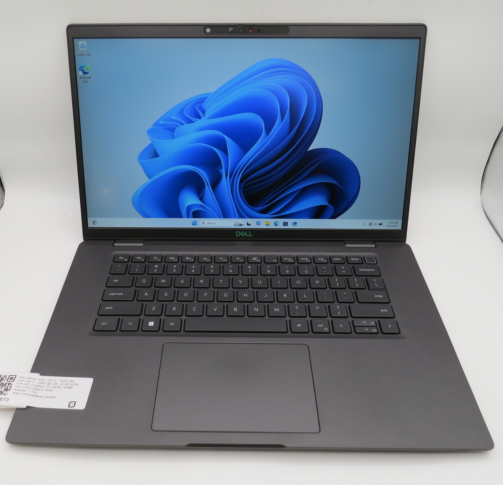 Dell Latitude 7530 i7-1265U @ 1.8GHz 32GB DDR4 512GB m2 Win 11 No AC