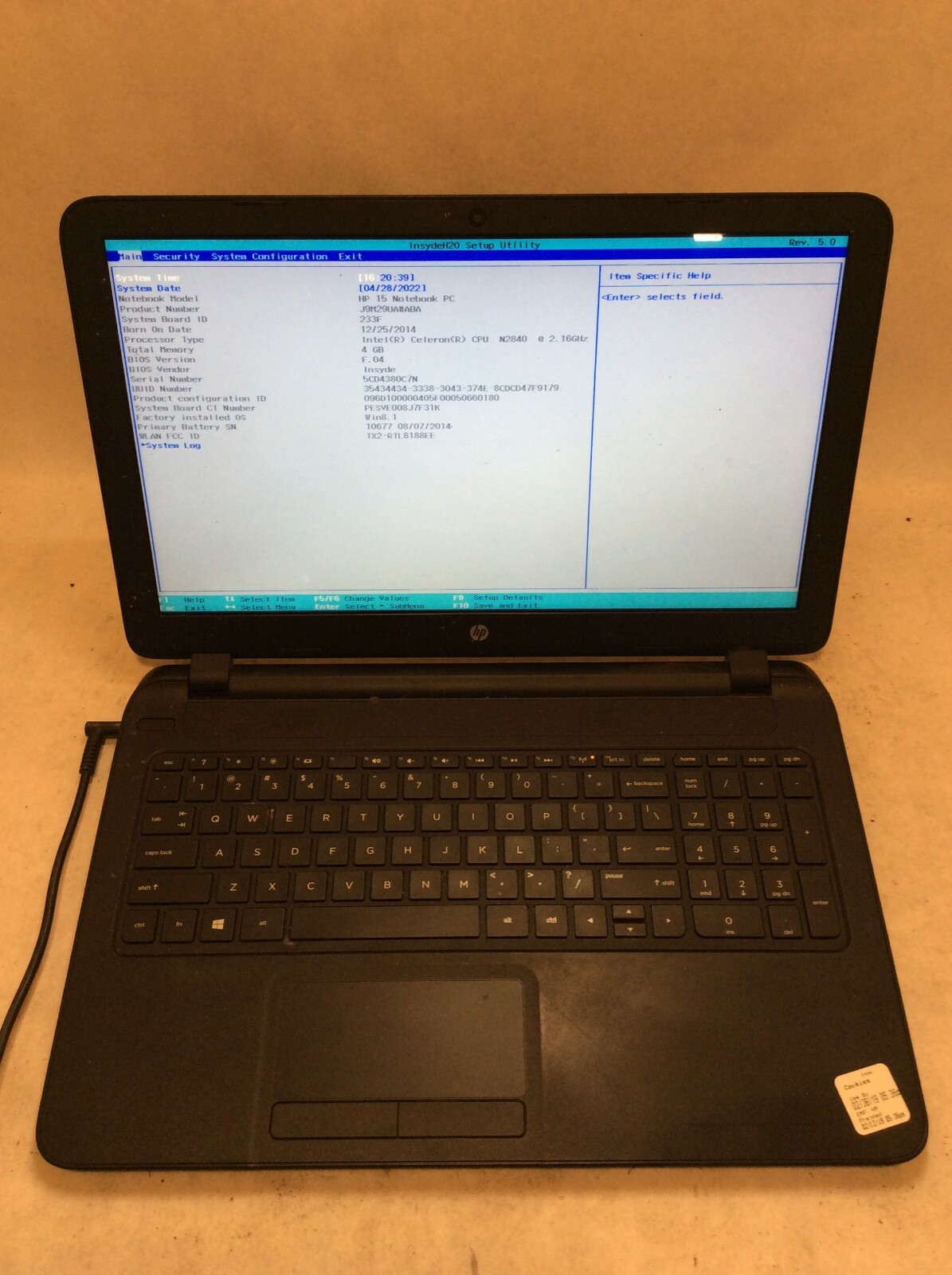 HP Notebook 15-f097nr Laptop 15″ Intel Celeron READ DESCRIPTION -PP