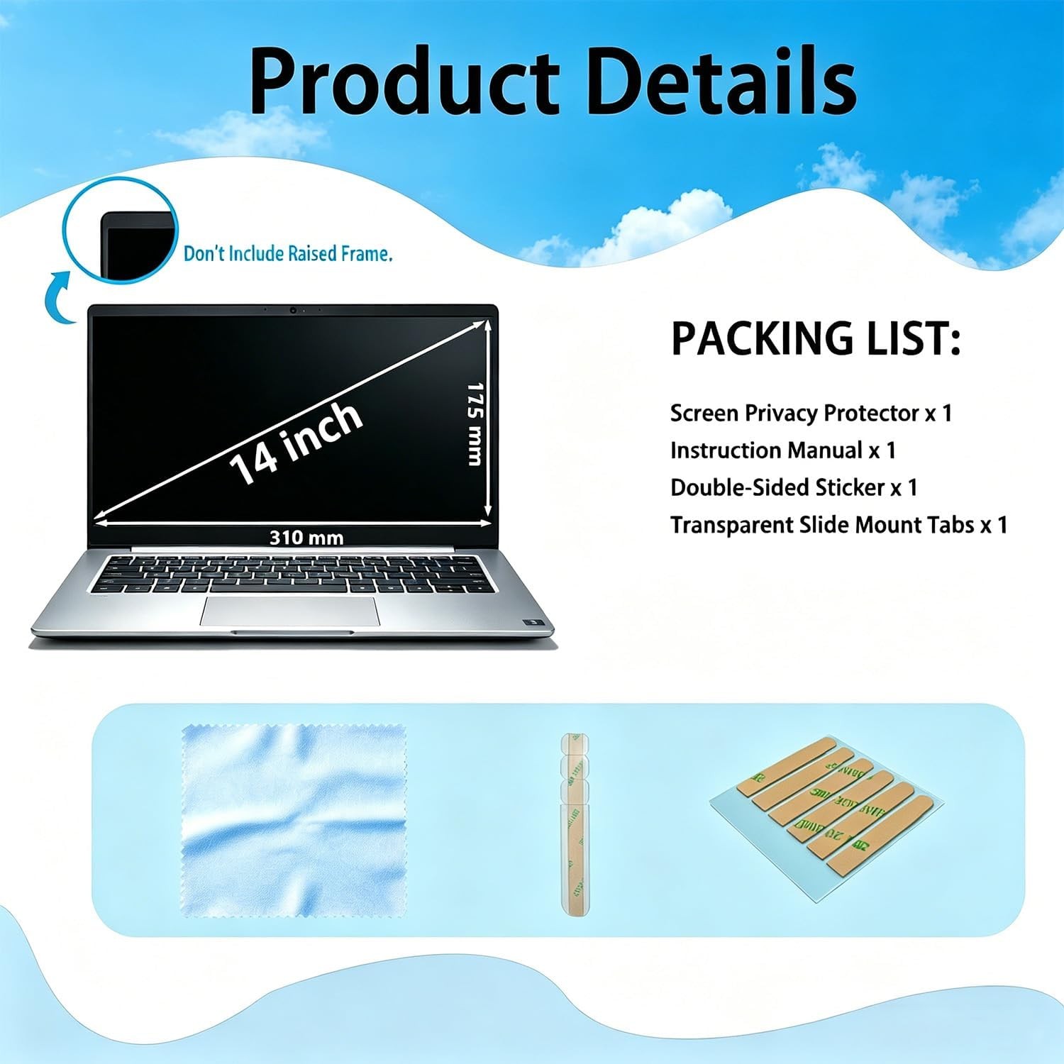 14 Inch 16:9 Laptop Privacy Screen Filter – Anti-Glare Protector and Privacy Shi