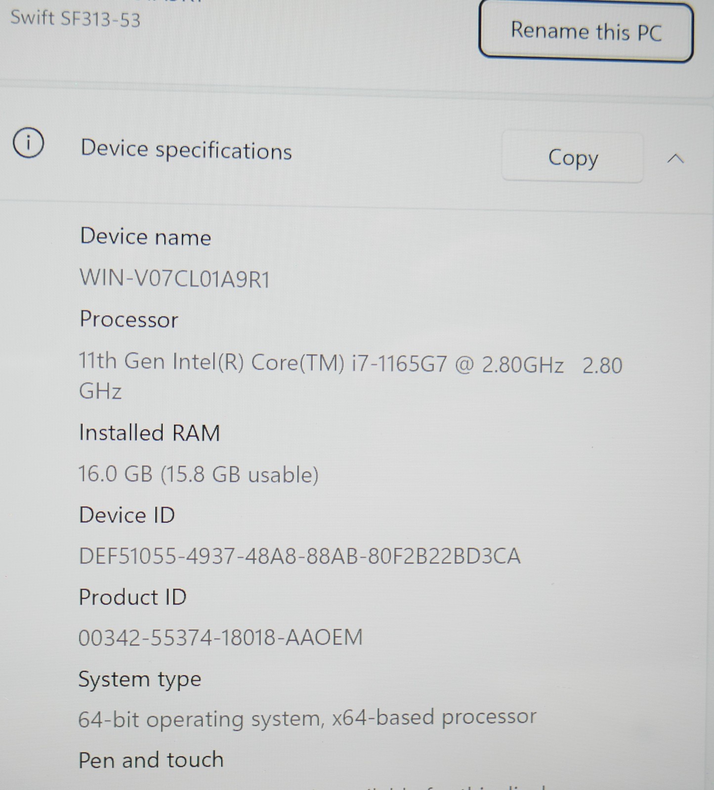 Acer Swift 3 SF313 13.5″ Intel Core i7-1165G7 2.8GHz 16GB RAM 1TB SSD Win 11 Pro