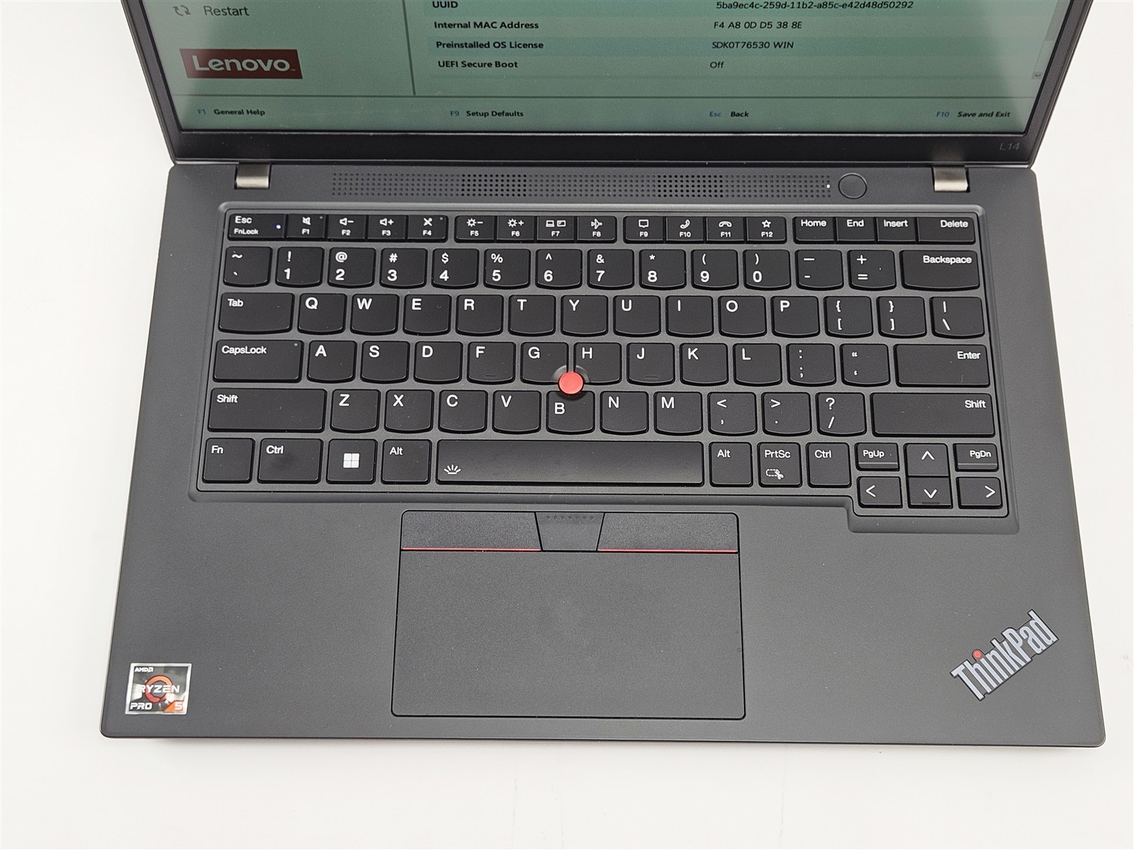 Lenovo ThinkPad L14 Gen 4 AMD Ryzen 5 Pro 7530U 16GB 256GB SSD 14″ Webcam