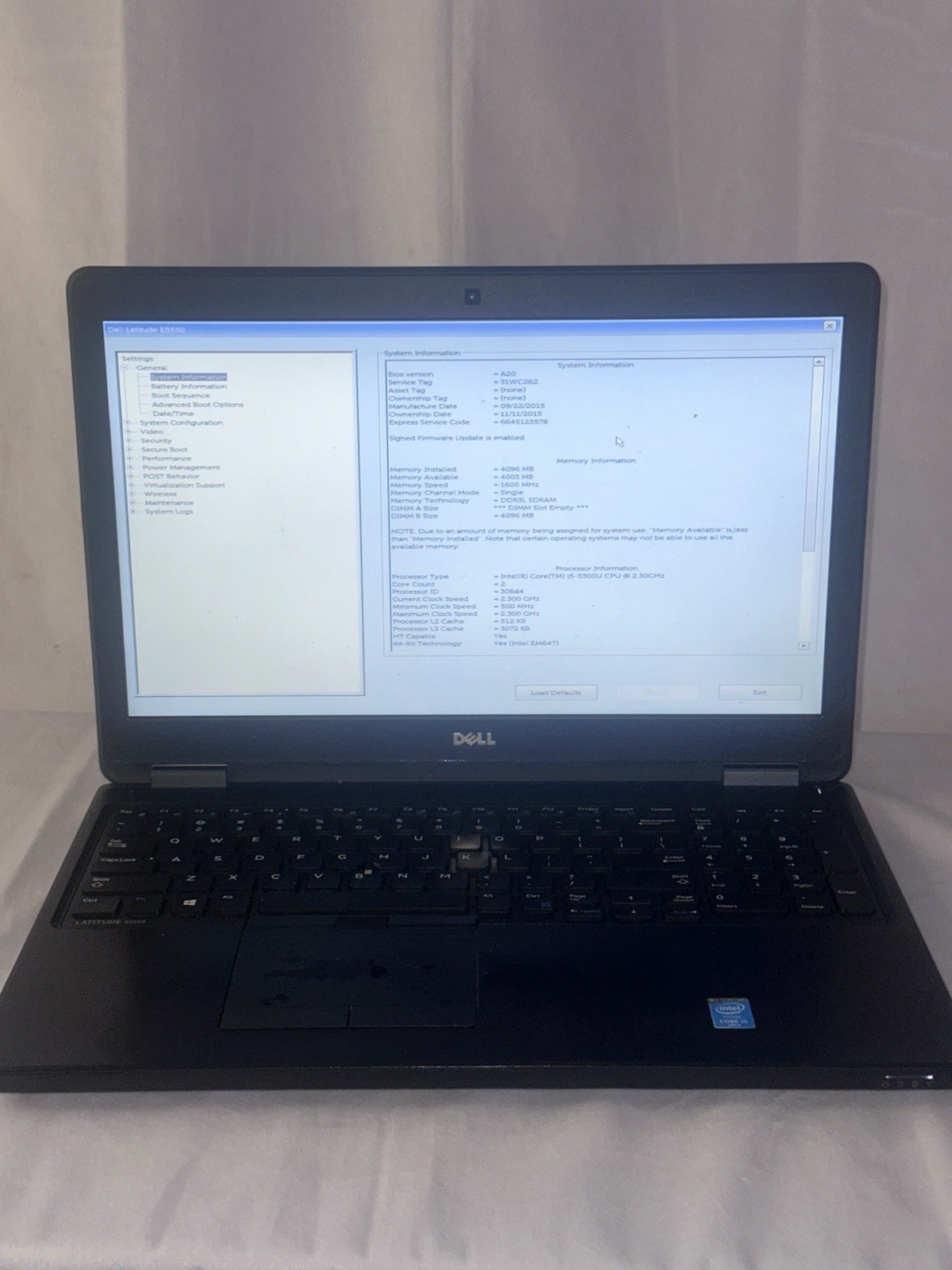 Dell Latitude E5550 i5-5300u 2.3GHz, 4GB Ram, No HDD