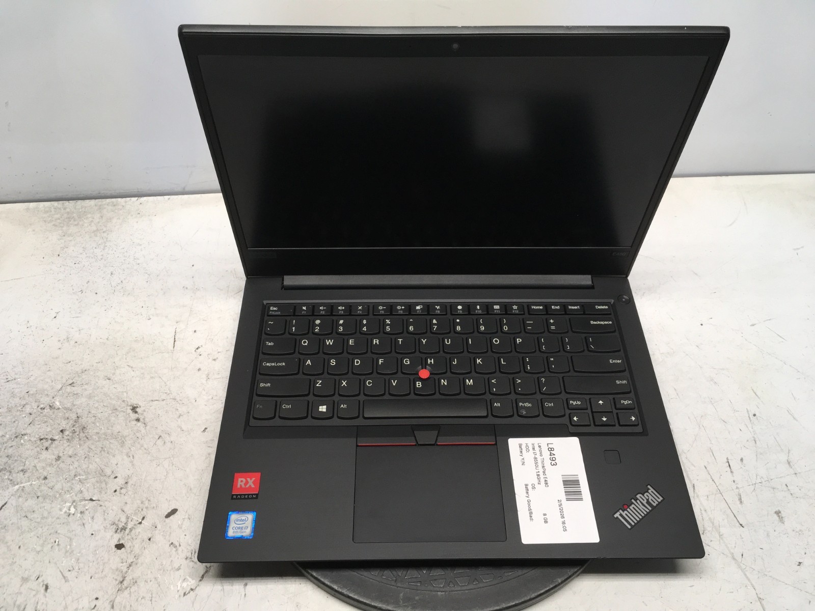 Lenovo ThinkPad E480 Intel i7-8550U 1.8GHz 8GB AMD RX 550 2GB GPU No SSD/Battery