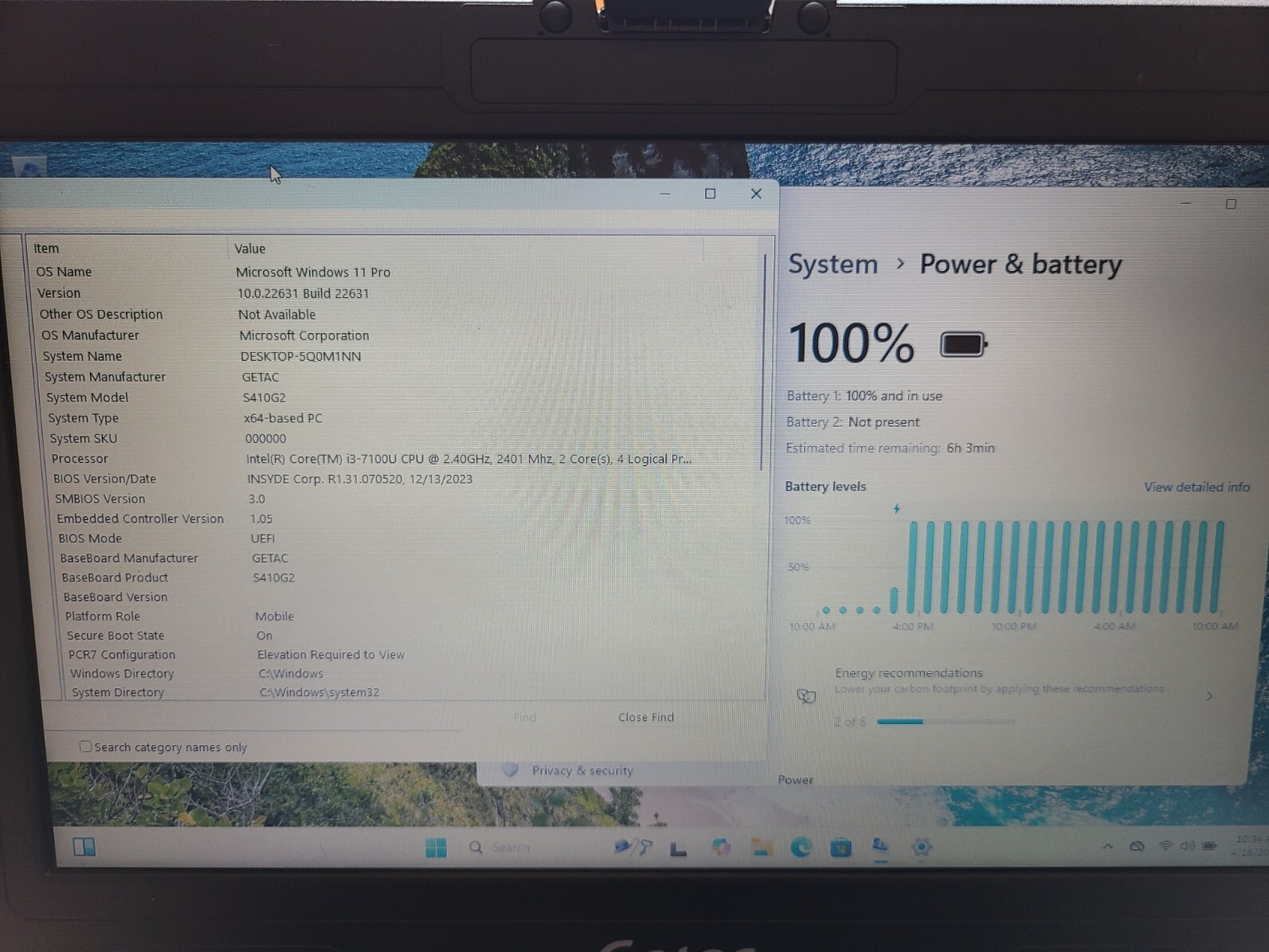 GETAC S410 G2 Rugged Toughbook i3-7100U 2.40GHz 256GB SSD 4GB ram Win 11 Pro – 4