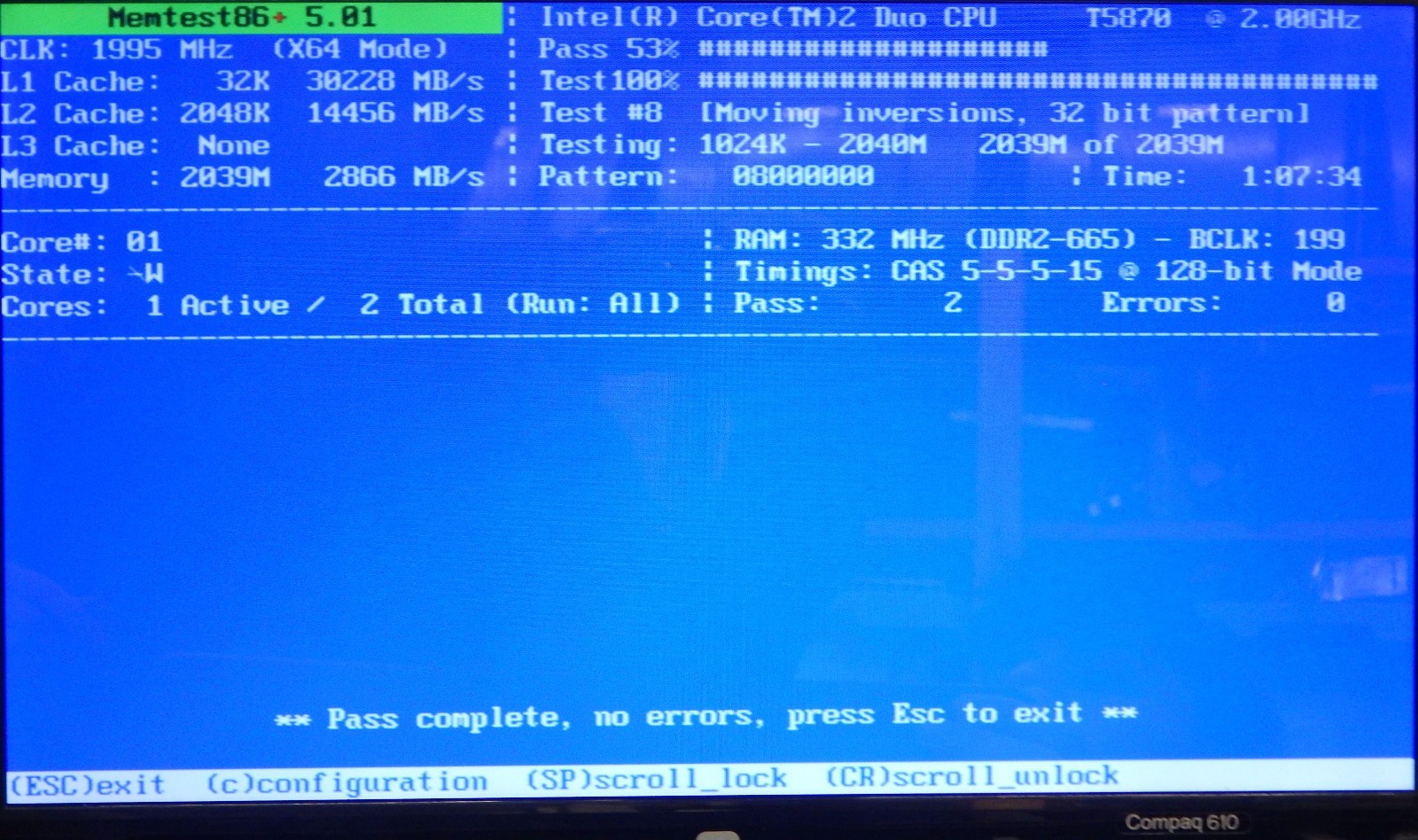❌ FAULTY/DAMAGE ❌ Notebook Laptop Compaq 610 T5870 2x 2Ghz Battery Faulty No HDD