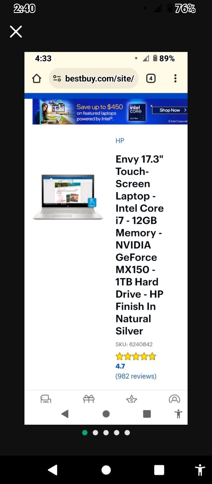 HP Envy 17.3″ Laptop Intel Core I7, 12GB 1TB