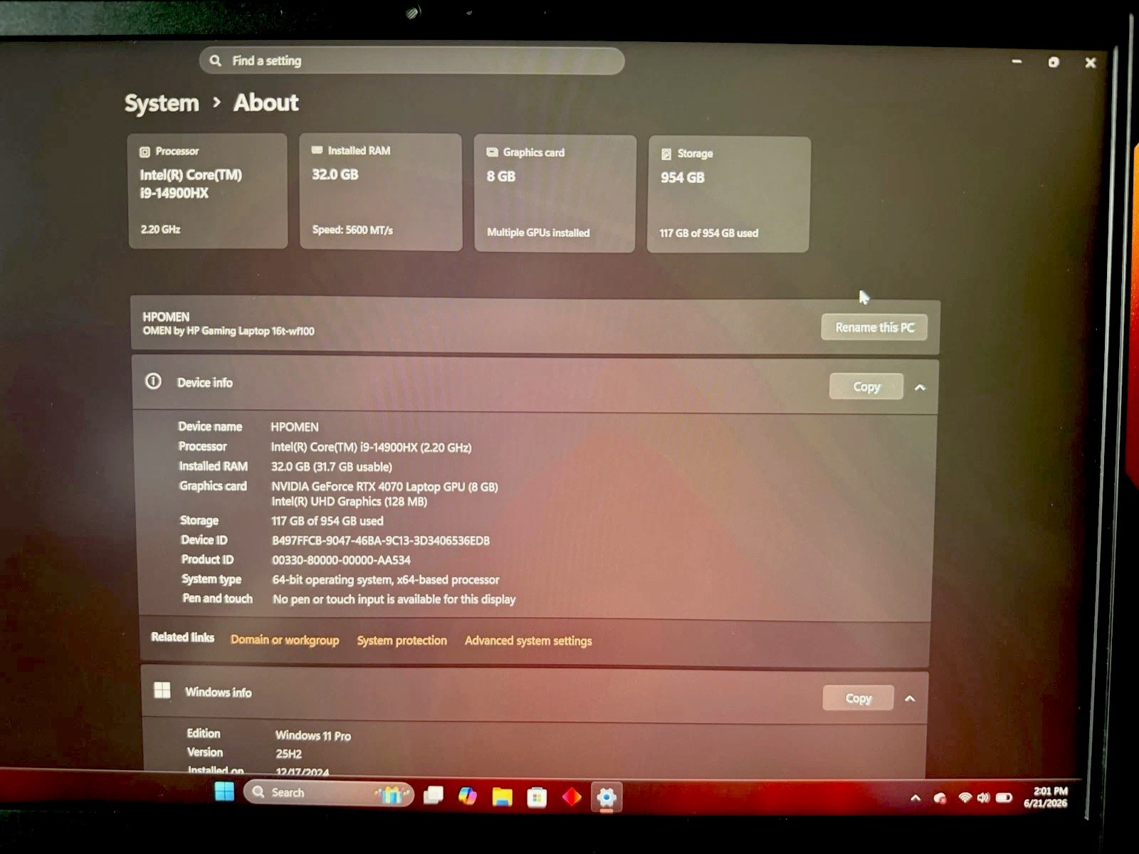 HP OMEN 16 Gaming Laptop i9-14900HX RTX 4070 32GB RAM 1TB SSD Win 11 Pro