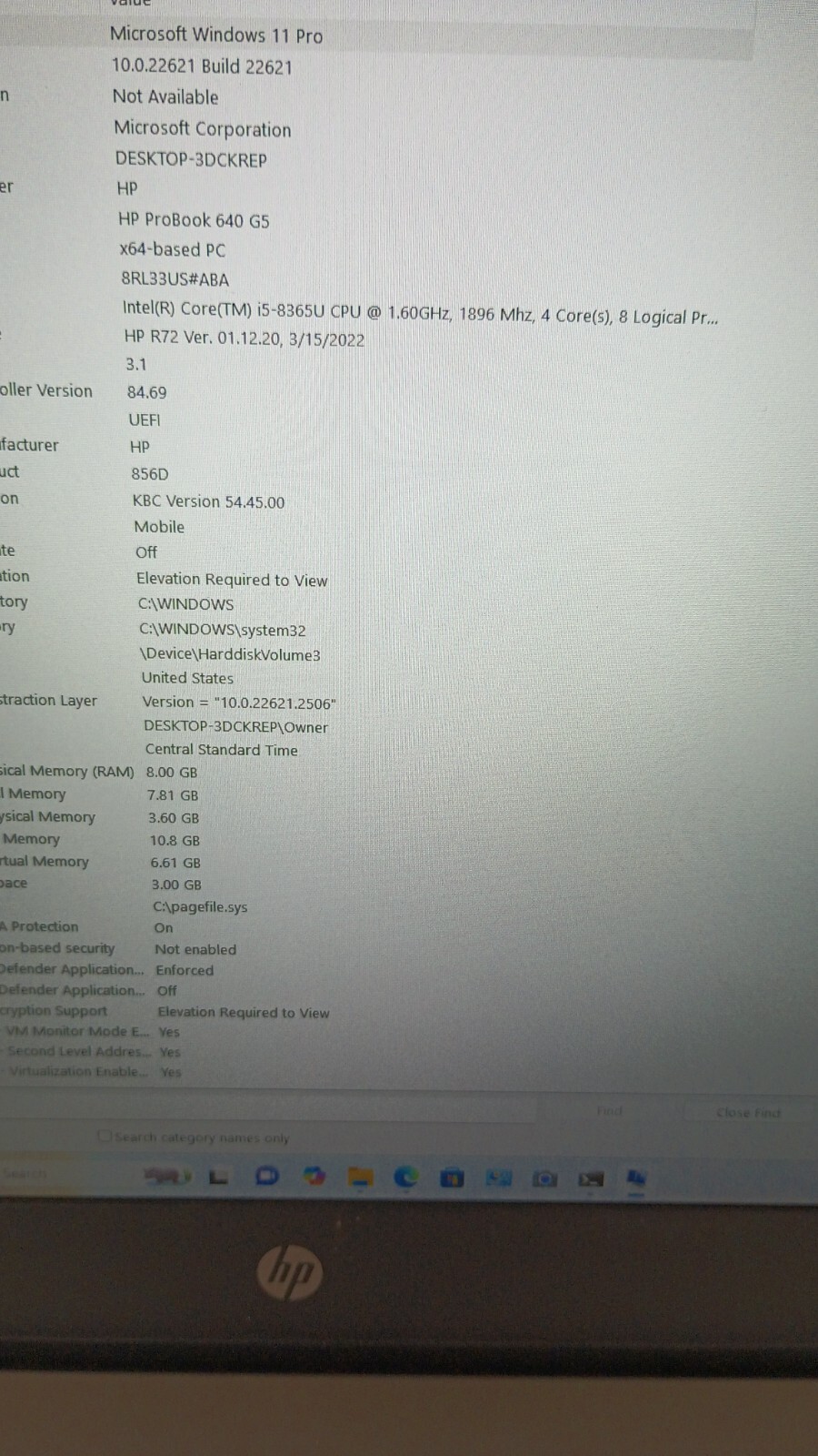 3032 ProBook 640 G5 w/charger.i5-8365U.8GB.128GB M.2.14″FHD.W11.Nice