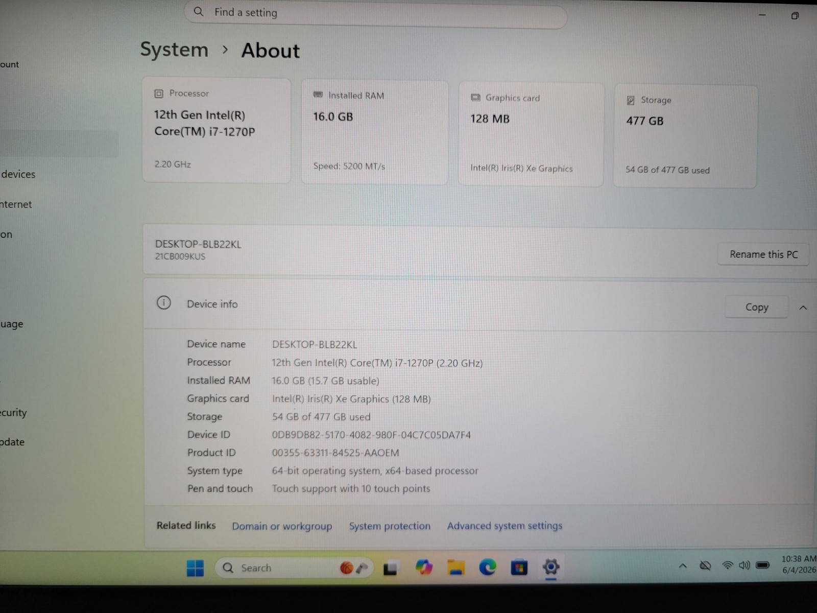 Lenovo ThinkPad X1 Carbon Gen 10 14″ i7-1270P 16GB RAM 512GB SSD | C973