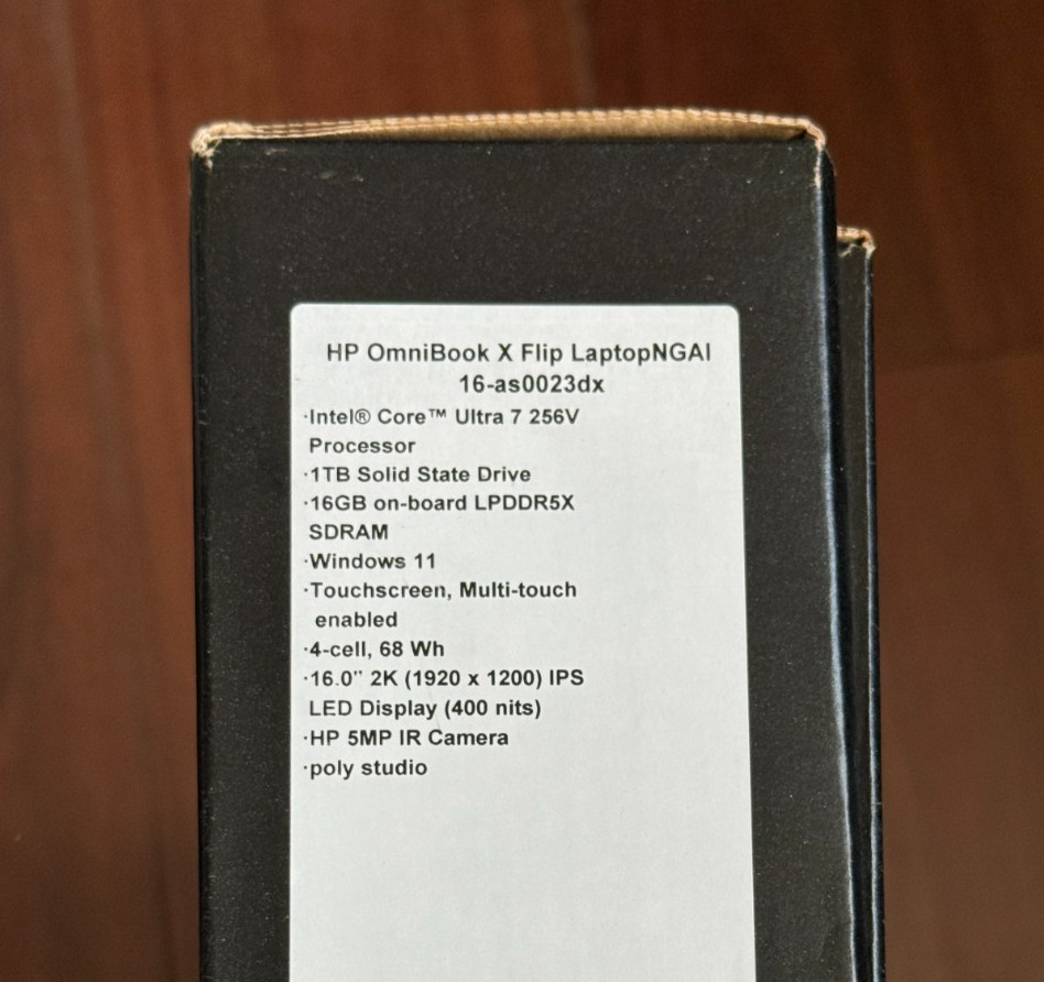 HP Omnibook X Flip 16″ 2K Touch Laptop Ultra 7 256V 16GB 1TB SSD 16-as0023dx Wty