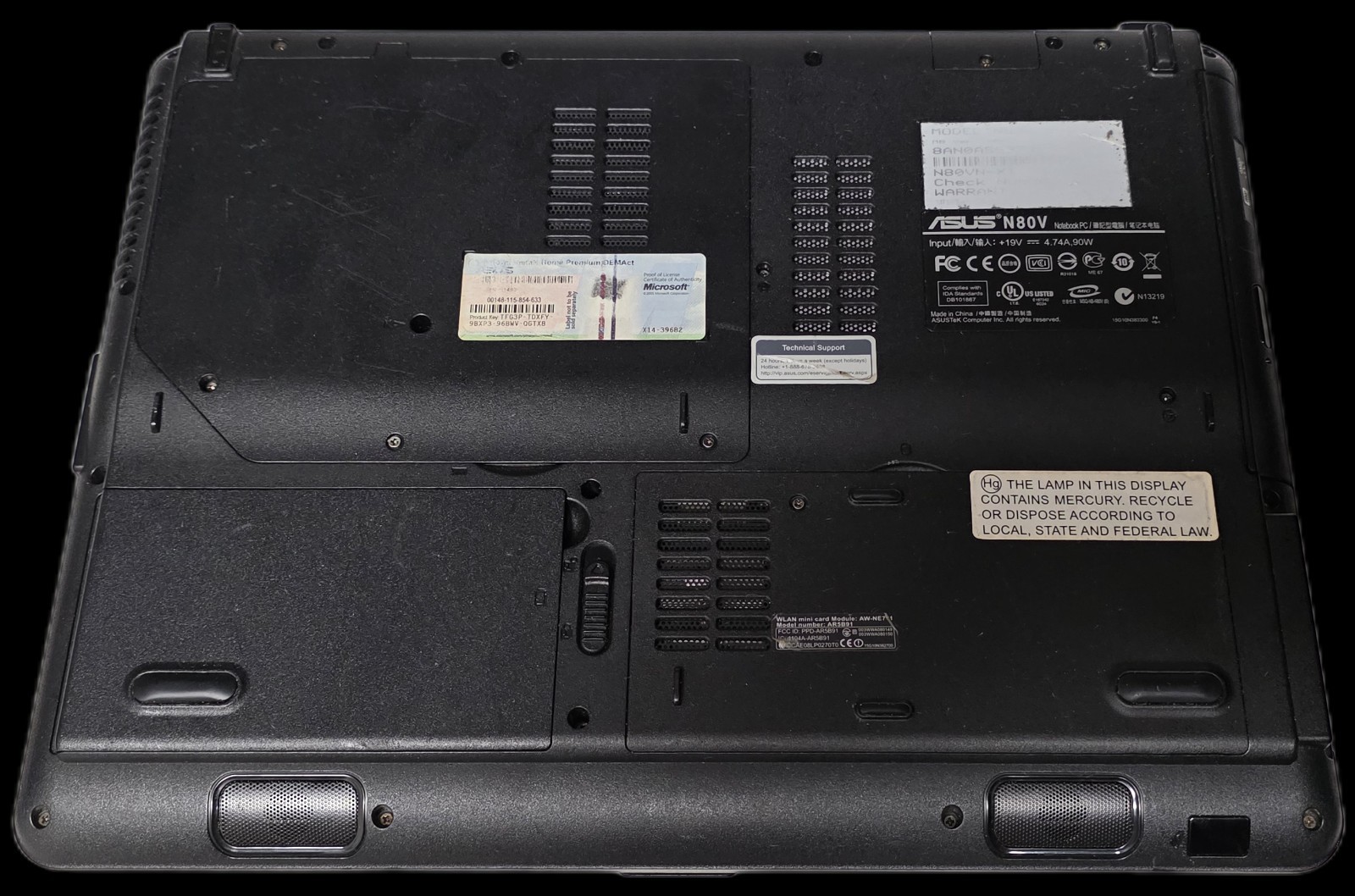 Asus N80V Laptop Windows Vista