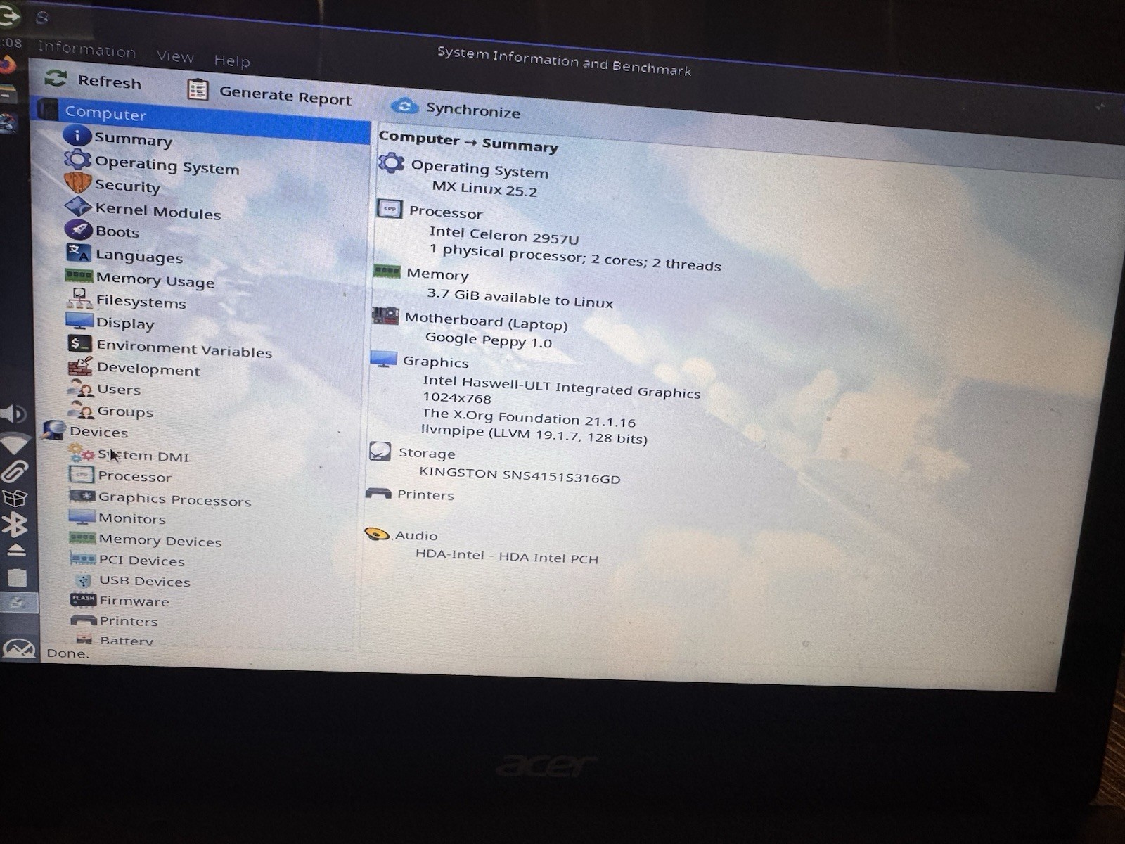 Acer C720P Chromebook Touchscreen – MX Linux Installed – Charger Included