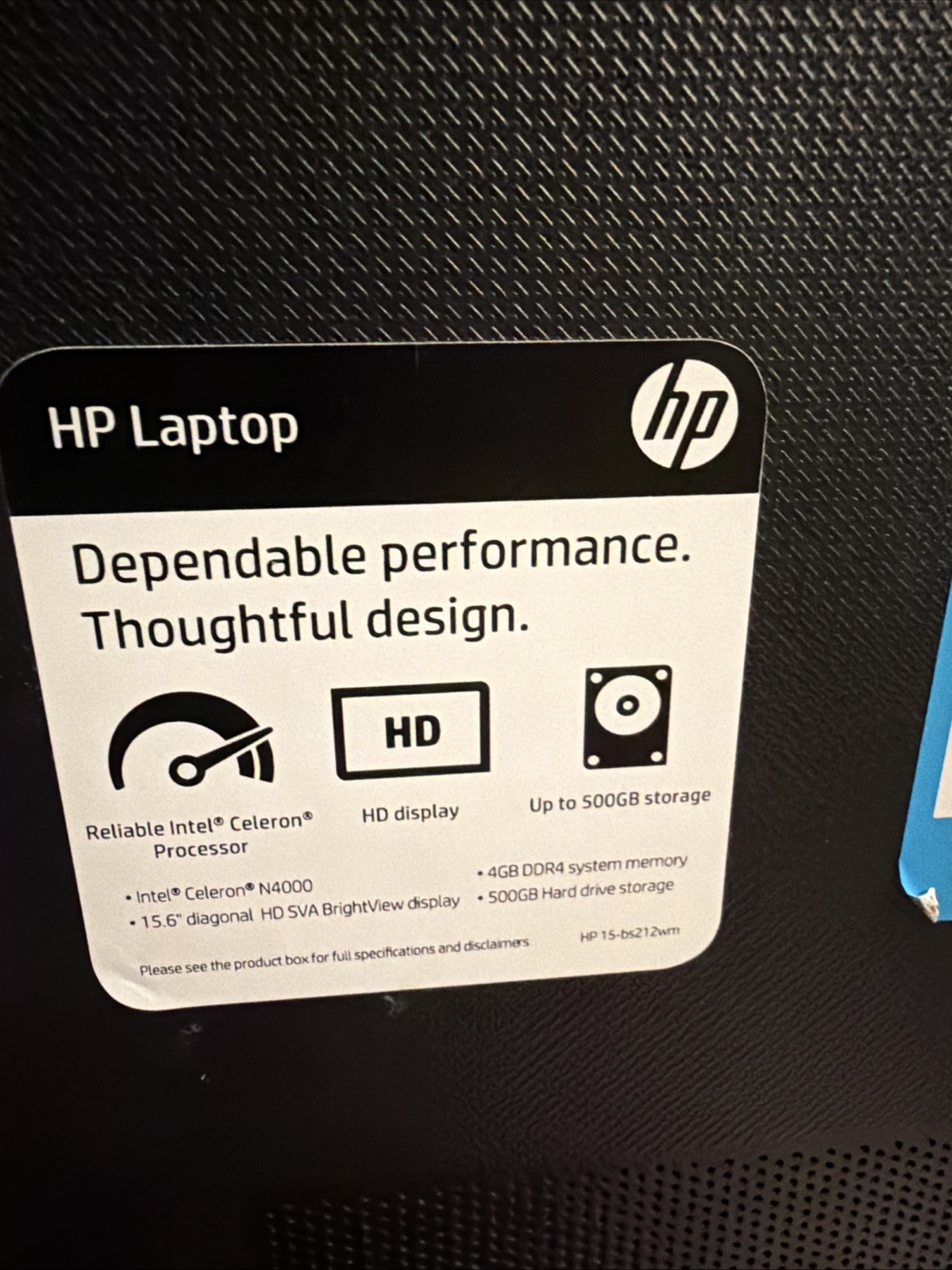 Broken HP Laptop 15-BS212WM 15.6″ Celeron N4000 4GB RAM 500GB HDD FOR PARTS