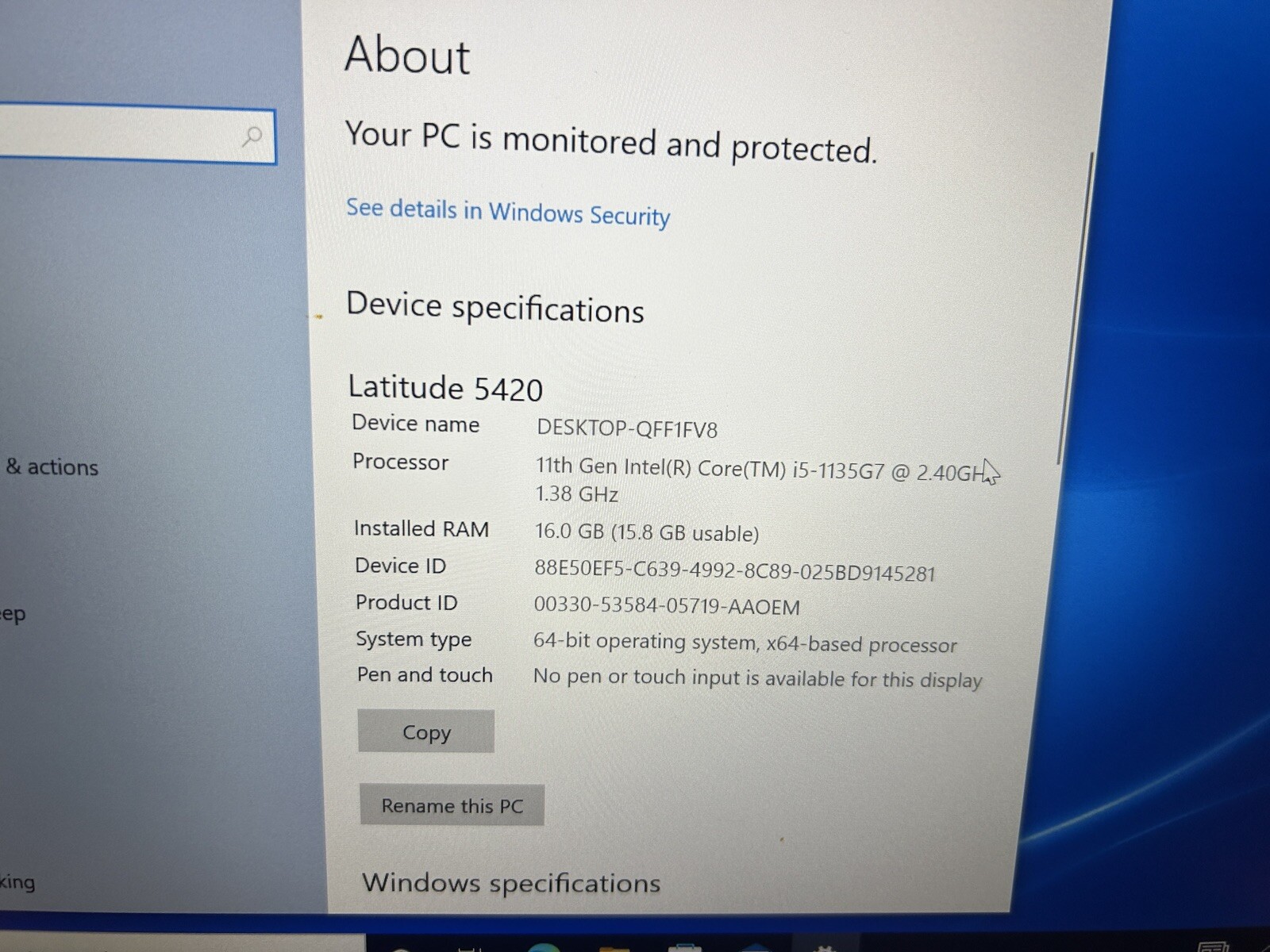 Dell Latitude 5420 14 in (256 GB SSD Intel Core i5 16 GB)