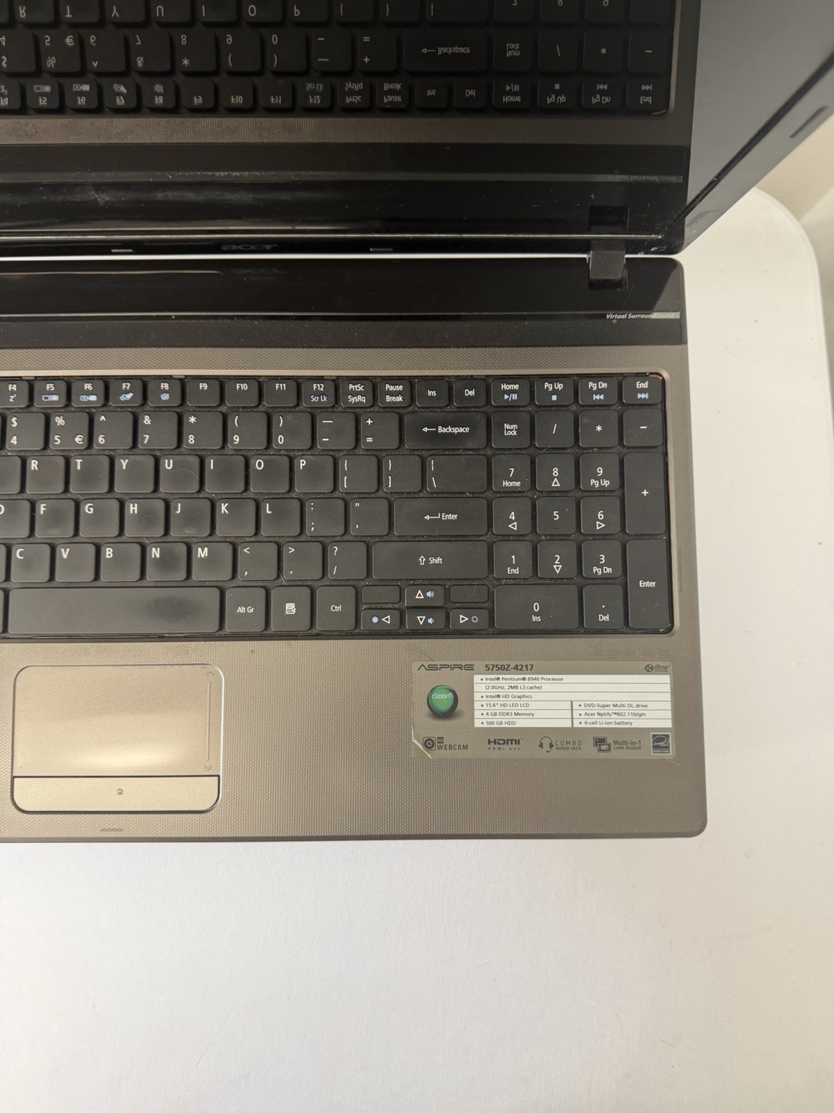 Acer Aspire 5750Z-4217 Laptop – Good Screen – Intel Pentium B950 – Read Des