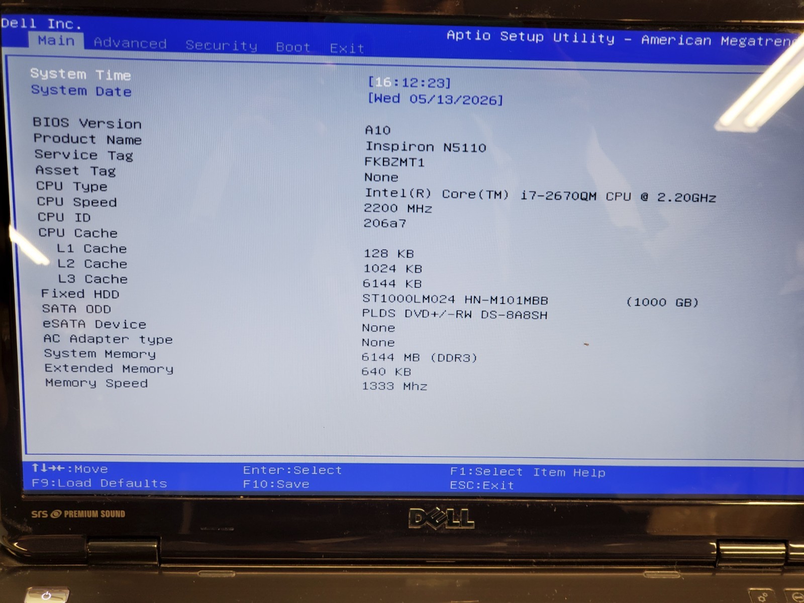 Dell Inspiron N5110 i7 2670QM 2.20GHz/ 6GB/ 1TB HDD/ 1366×768 #2761