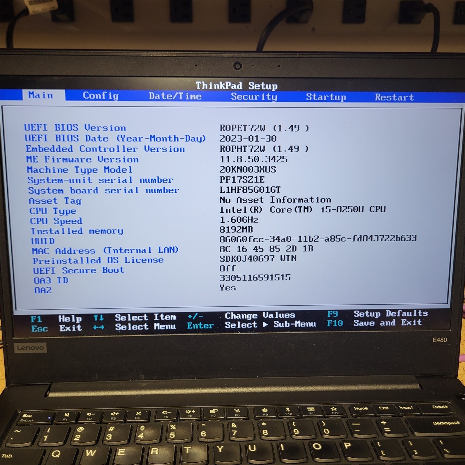 Lenovo ThinkPad E480 Laptop Intel i5-8250U 1.6GHz 8GB 256GB SSD w/ OS