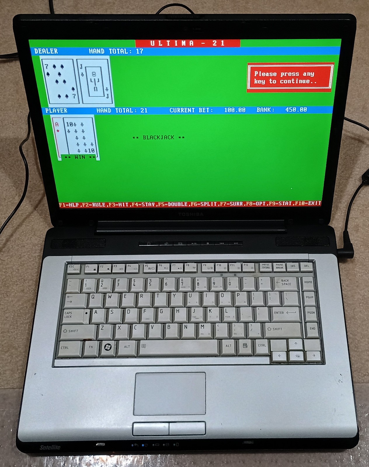 Toshiba Satellite A215 laptop Windows 7 Pro & Open DOS Dual Boot, Works Great!
