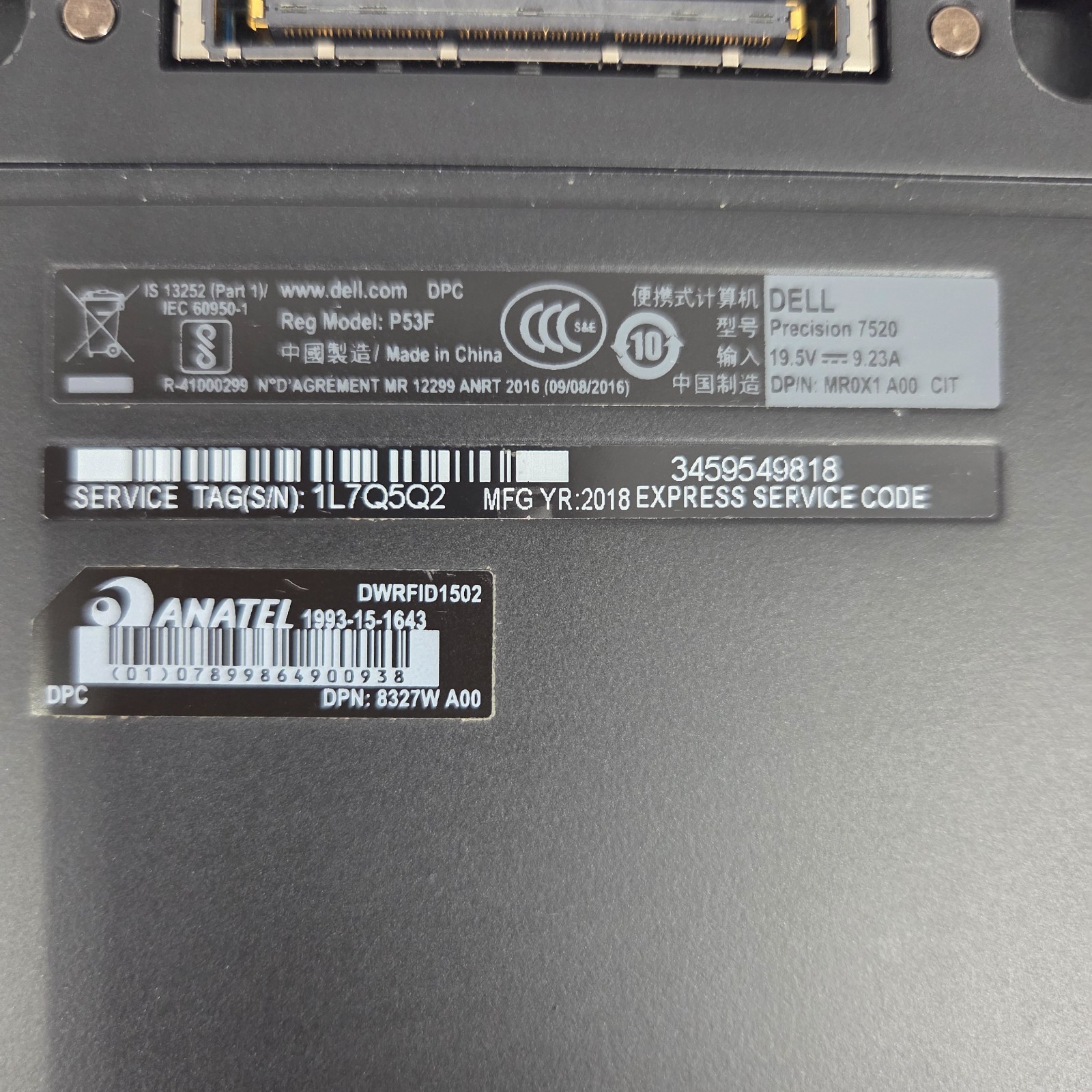 Dell Precision 7520 Workstation Laptop i7‑7820HQ 16GB 256GB SSD 4‑Core Win11