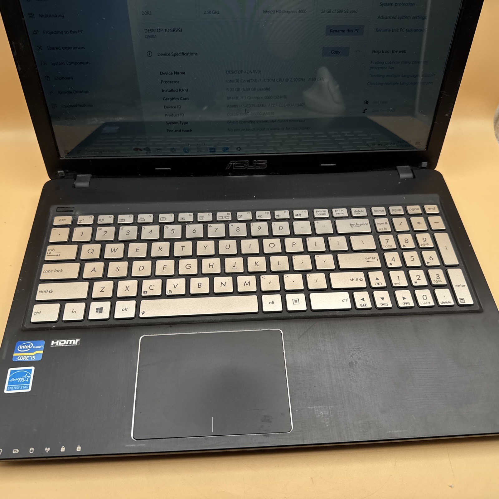 Asus Q500A-BHI5N01 Laptop Intel Core i5-3210QM Working And Tested Battery Great