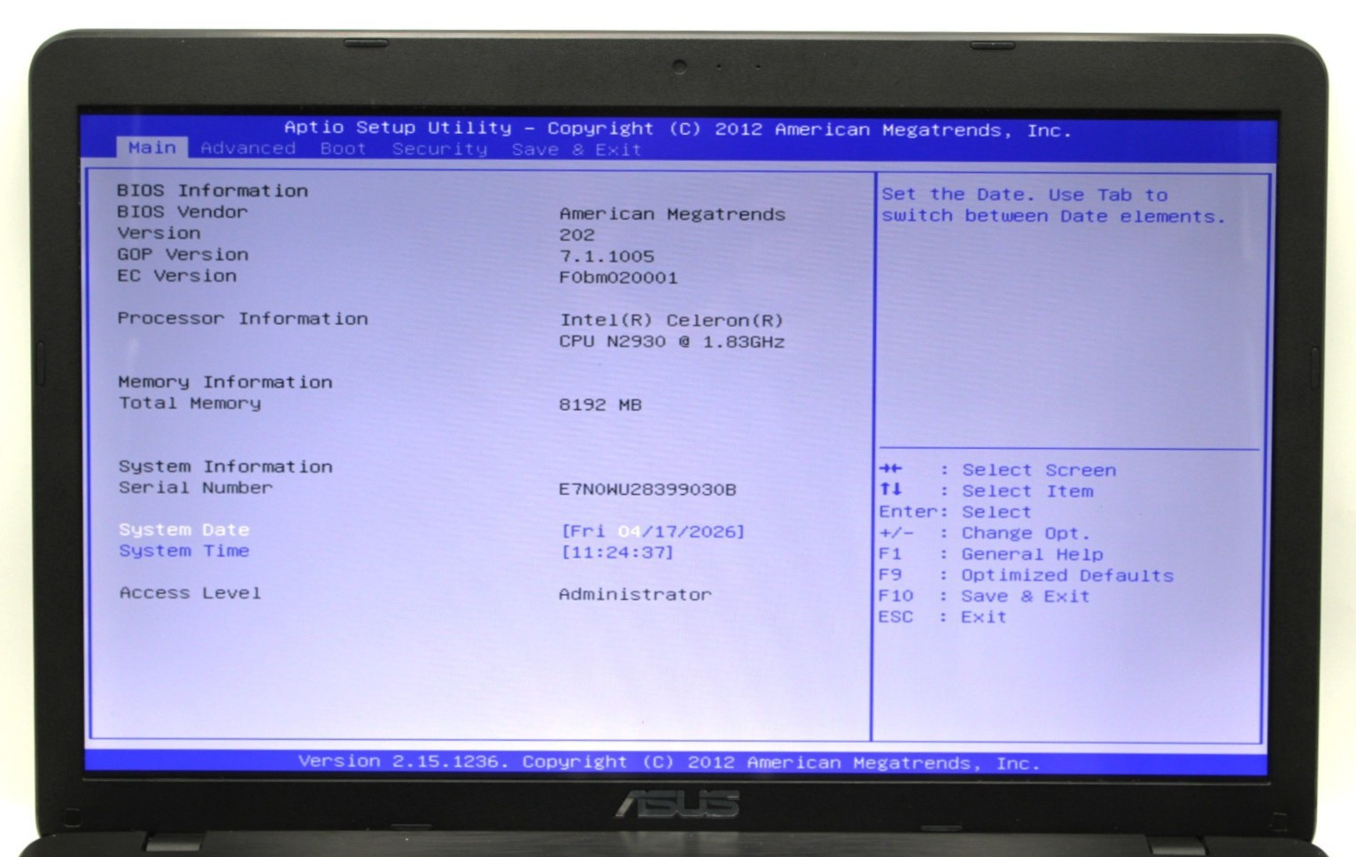 ASUS X751M AMD Celeron-N2930@1.83GHz 4GB DDR4 NO STORAGE OR OS *USED/TESTED*
