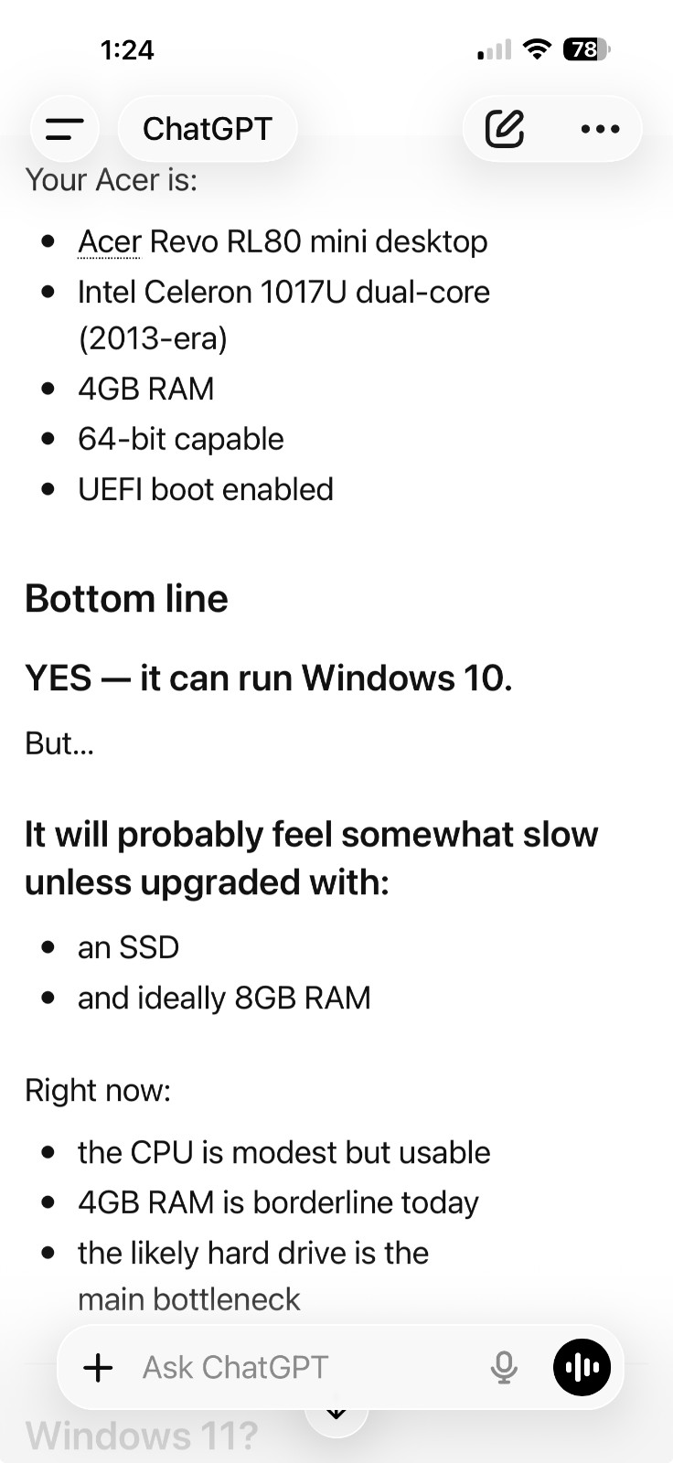 Acer Revo RL80 Mini Desktop