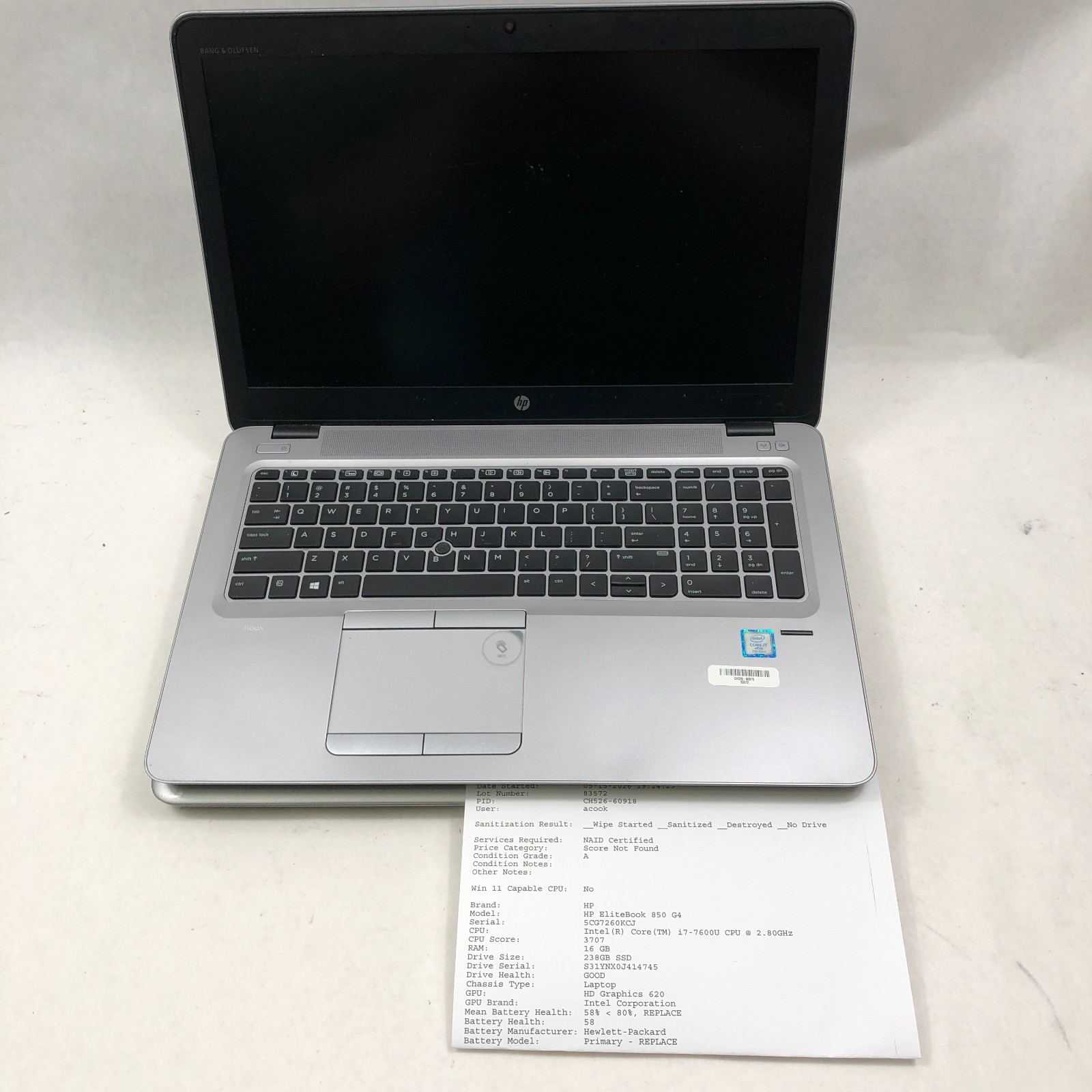 Lot of 6 HP EliteBook 850 G3/G4 Intel Core i5/i7 6th/7th Gen Mixed Specs READ