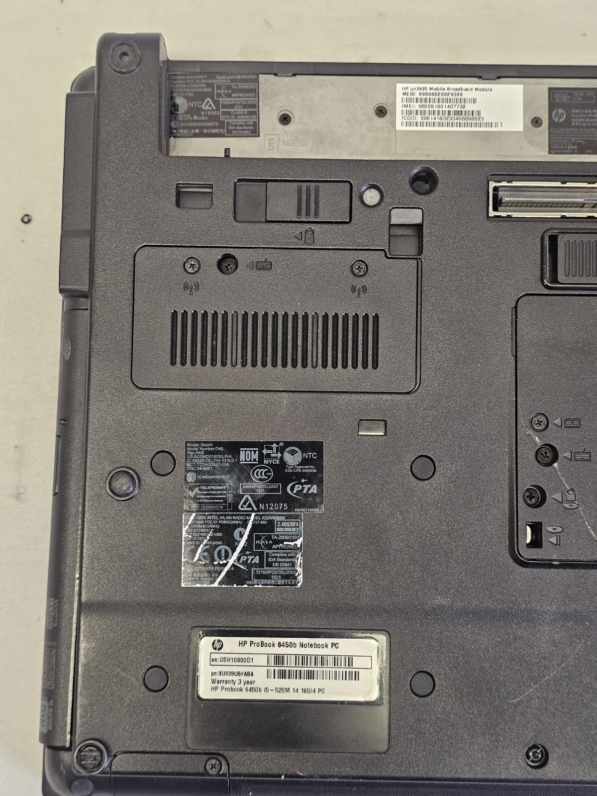 HP ProBook 6450b Laptop – Intel i5-M520 – 4GB RAM – 128GB SSD NO BATTERY WIN 10