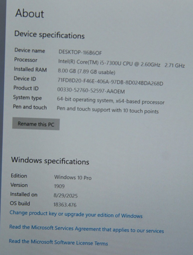 Panasonic Toughpad FZ-G1 Core i5 7300u 2.60GHz 8GB Windows 10 Pro 238GB Storage