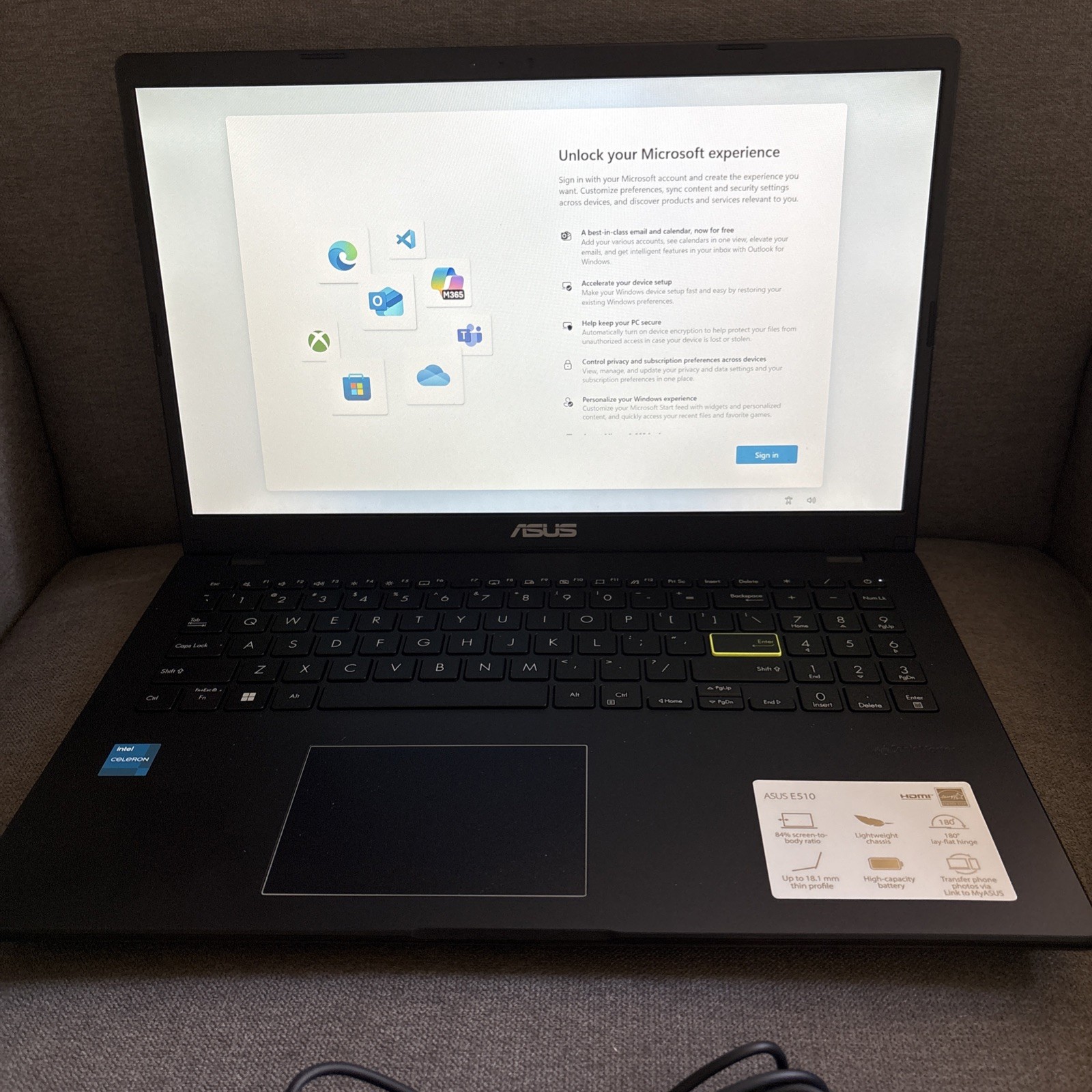Asus Vivobook Go L510KA-ES04 15.6 Intel Celeron N4500 4GB 128GB SSD W10H