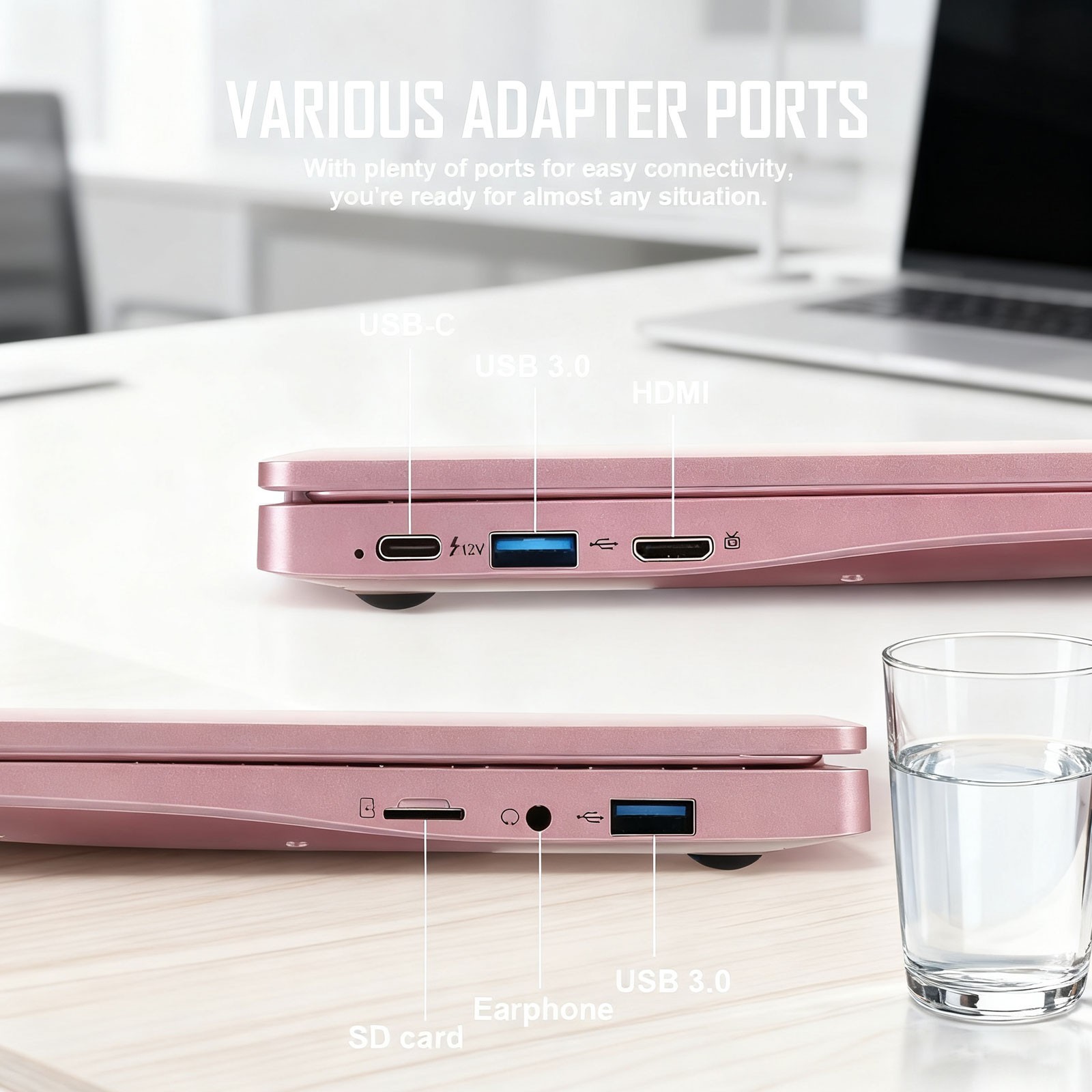 Windows 11 Laptop 10in Quad Core Notebook 8G+128G With Bluetooth WiFi Pinkz5
