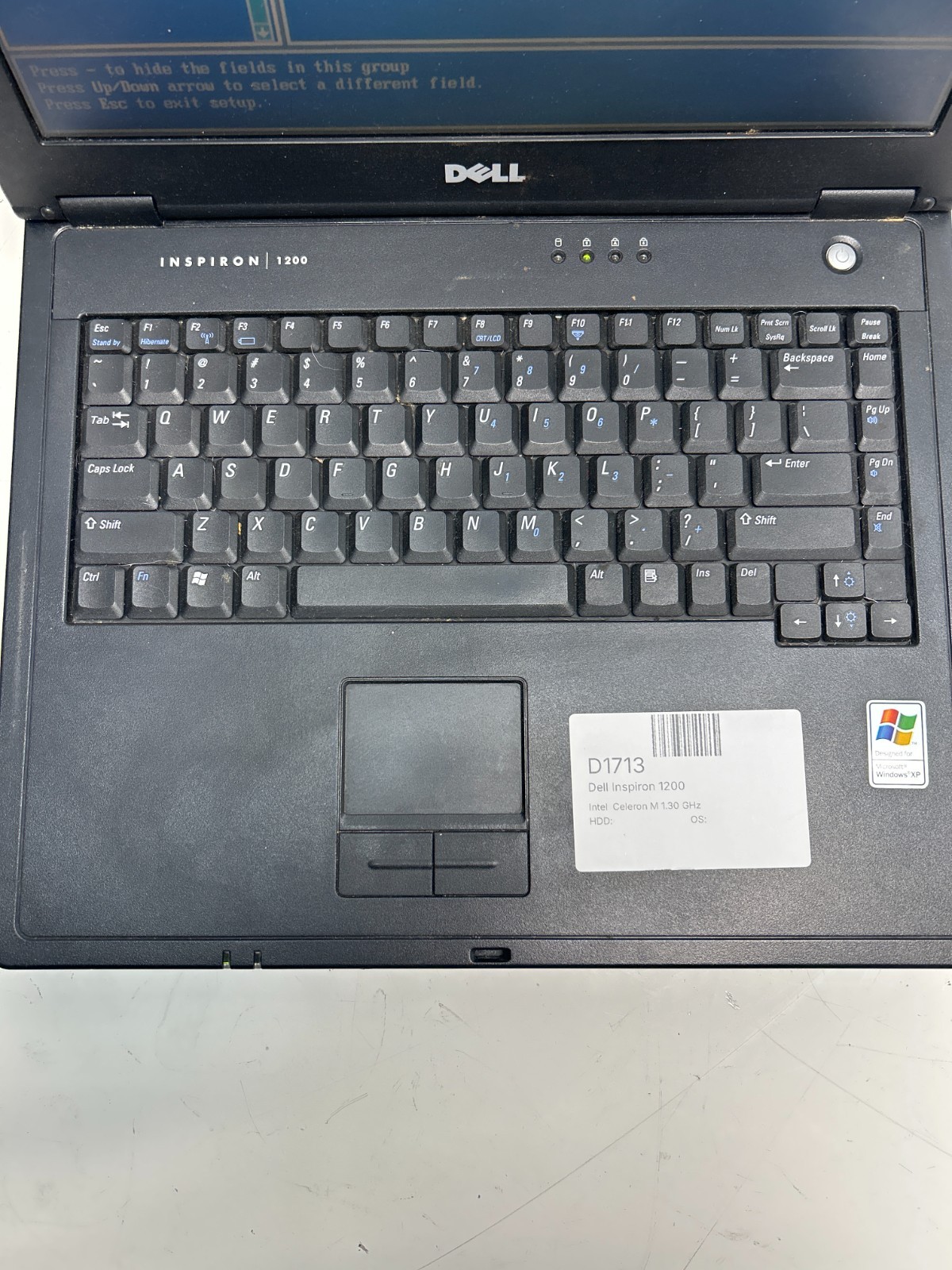 Dell Inspiron 1200 Intel Celeron M 1.30 GHz NO HDD