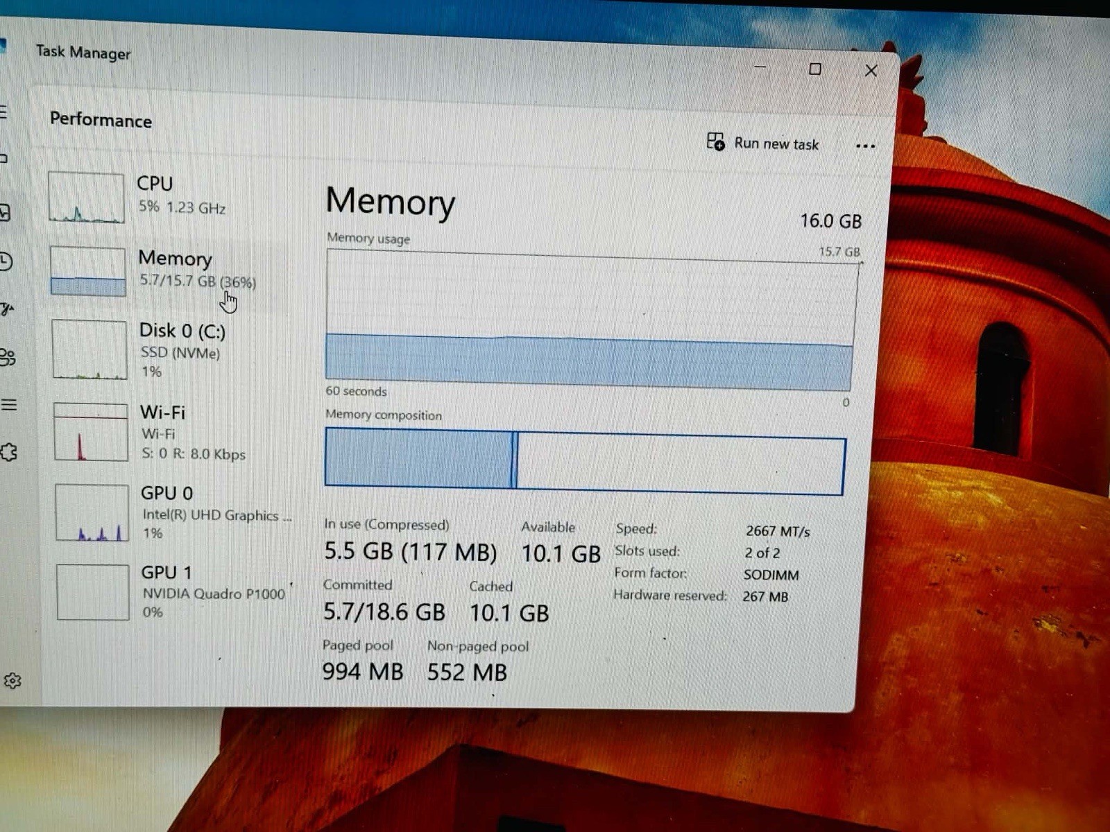 Dell Precision 5530 15.6in i7-8850H 16GB 512GB SSD Quadro P1000 W11 Pro