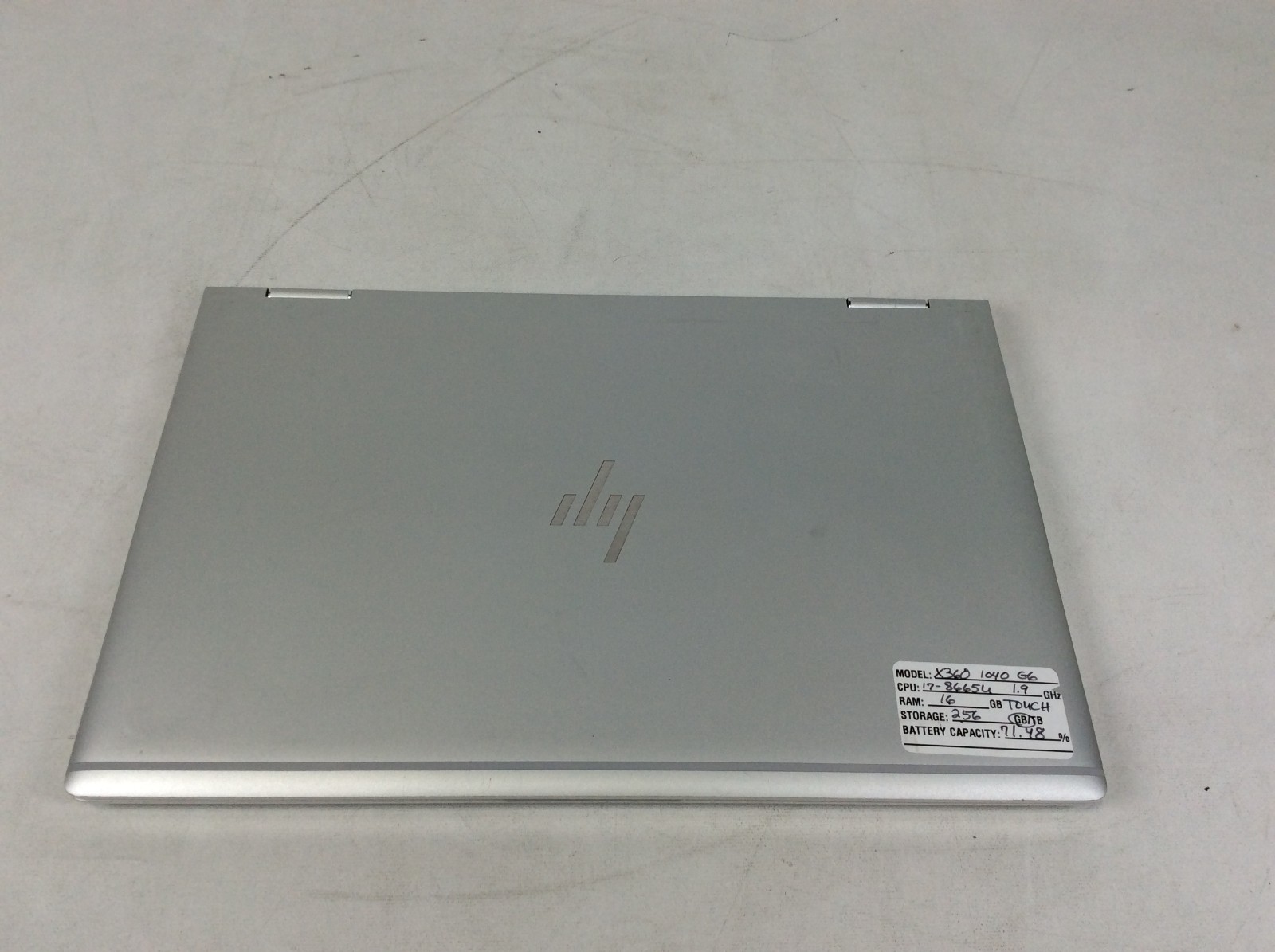 HP EliteBook X360 1040 G6 I7-8665U 1.9GHz 16GB RAM 256GB +Charger Batt Cap 71%
