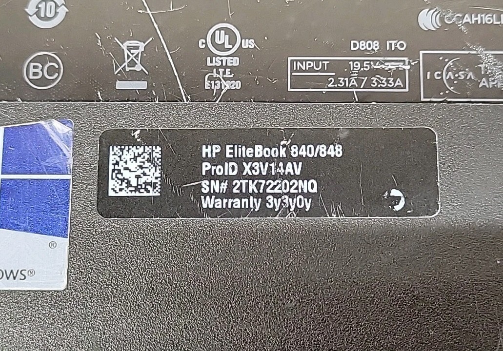 HP EliteBook 840 G4, Intel Core i7-7600U @ 2.8GHz, 8GB RAM, NO SSD, NO OS *READ*