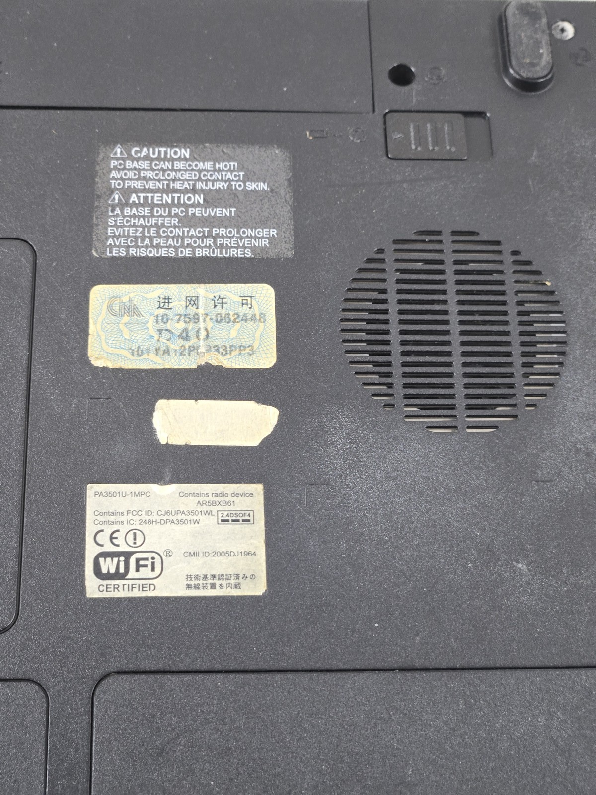 Toshiba Satellite A135-S4527 Laptop / Charger Sold As Parts