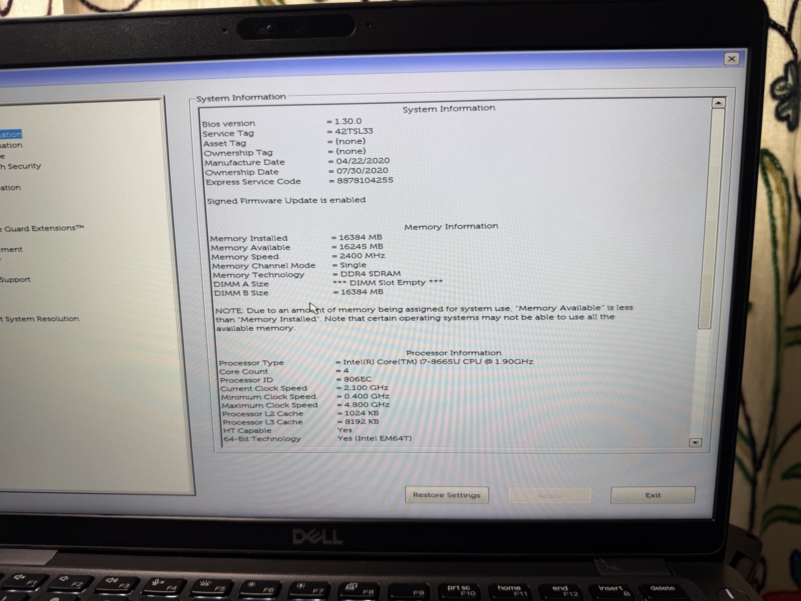 LOT OF 3 Dell Latitude 5400 14″ (i7-8665u 1.90GHz – 16GB RAM – 512GB SSD)