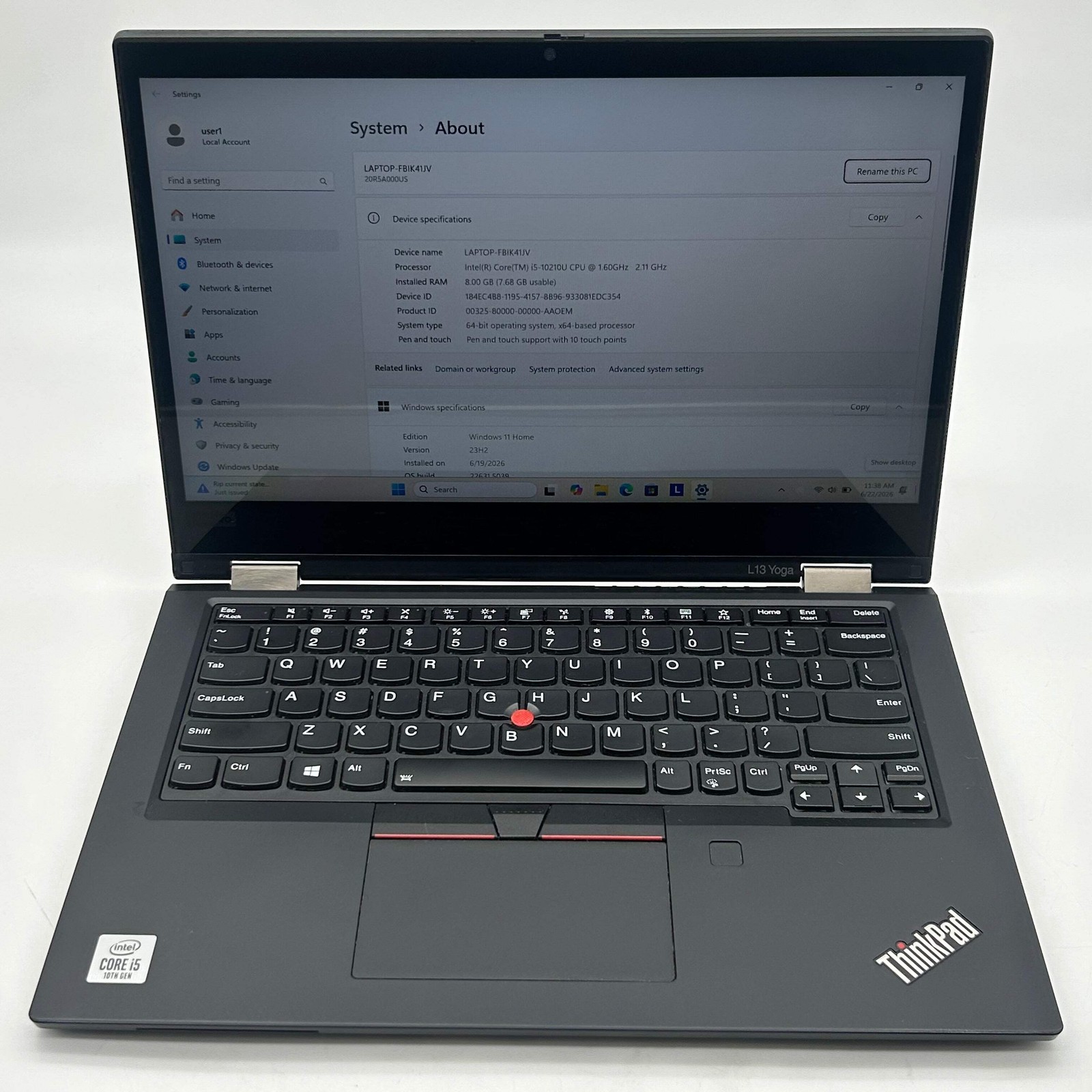 Lenovo ThinkPad L13 Yoga 13.3″ |Core i5 |10th Gen| 8GB RAM| 256GB|