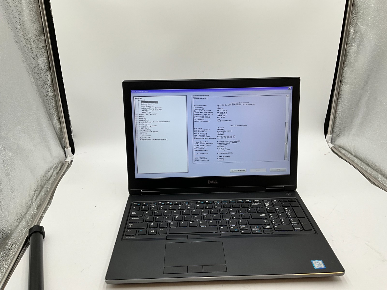 DELL Precision 7530 Laptop i7-8850H 2.6G 16GB 256GB P1000 15.6″ 7FG62Z2