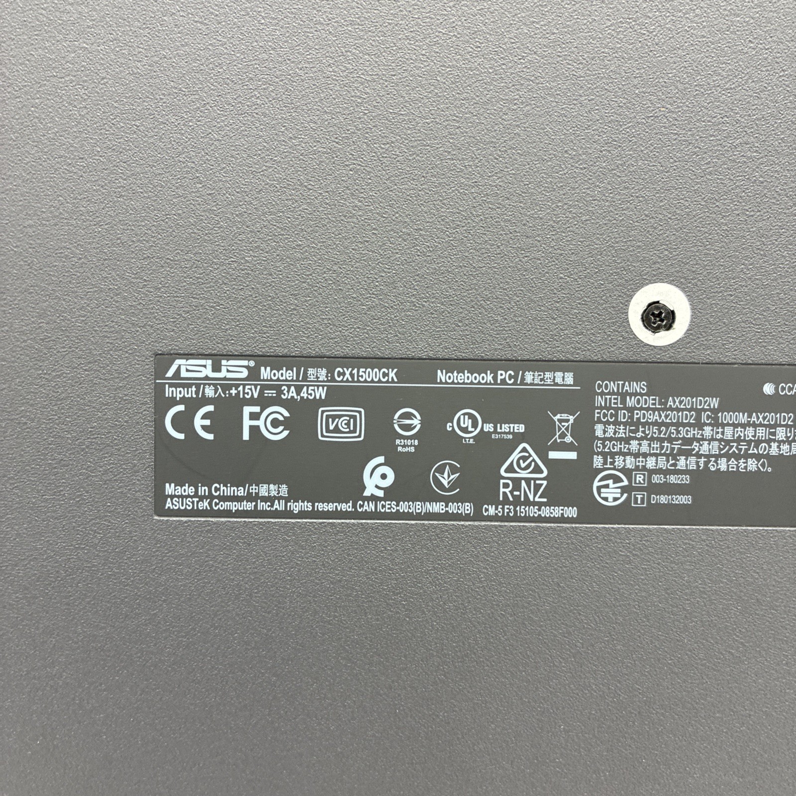 Asus Chromebook CX1 15.6″ Celeron N4500 4GB 64GB CX1500CKA-DH44F (L37)