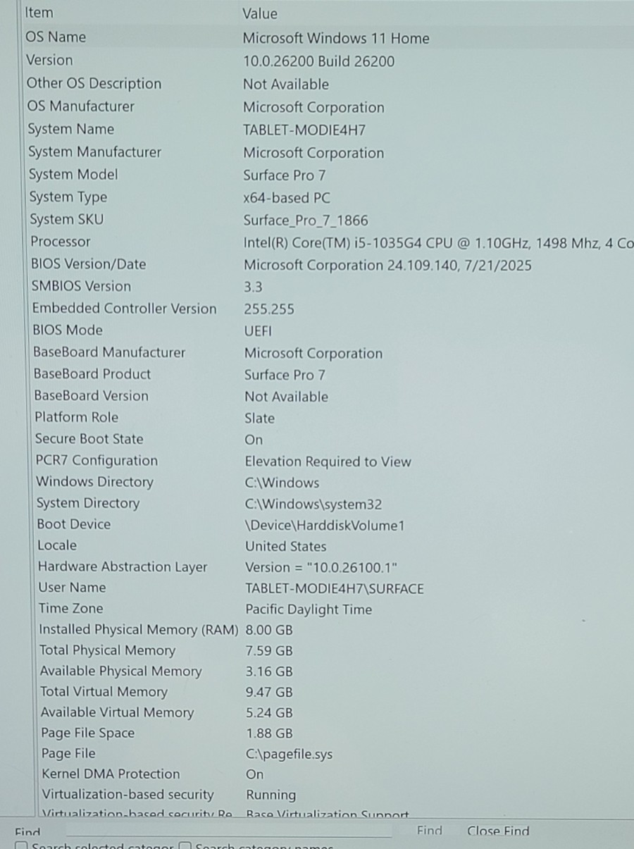 Microsoft Surface Pro 7 1866 12.3″ Touchscreen| i5-1035G4 | 8GB | 128GB | Win 11