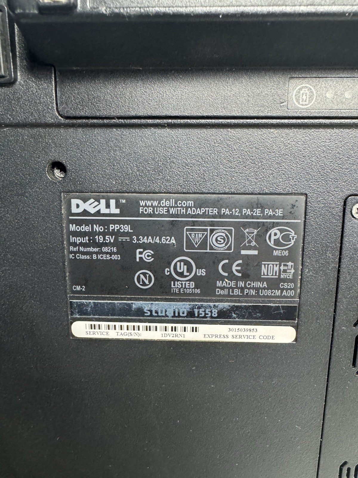Dell Studio 1555 Laptop PP39L Vista Business OEM Untested Parts or Repair Only