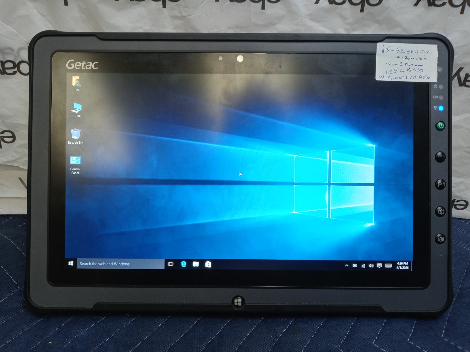 Getac V110 i5-5200U 2.2ghz 128GB SSD 4GB RAM Touch Screen Win10 Pro NO CHARGER