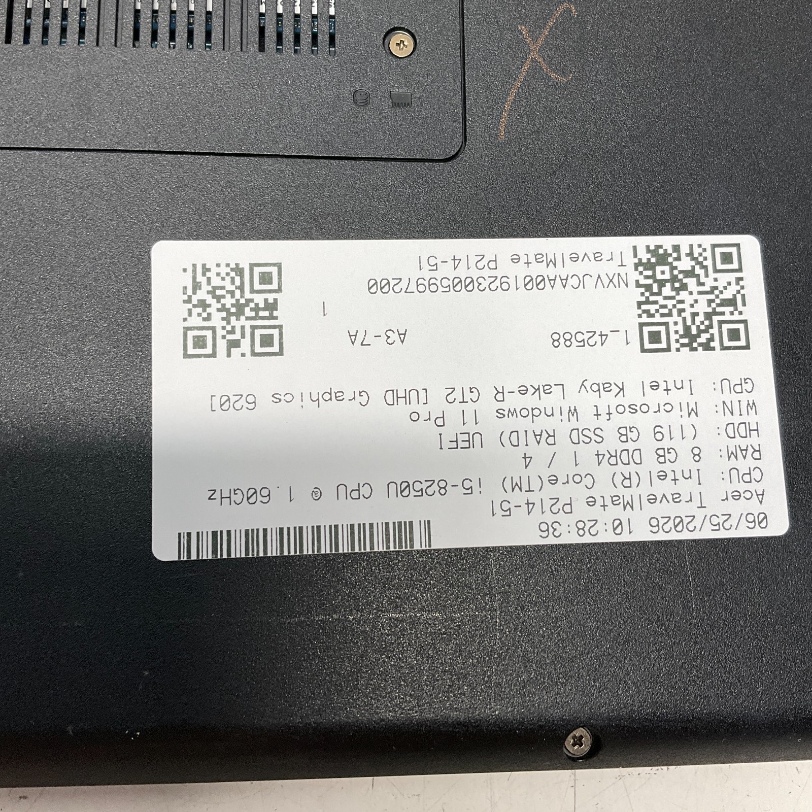 Acer TravelMate P214-51 14″ Intel Core i5-8250U @ 1.60 GHz 8GB 128GB SSD Win 11