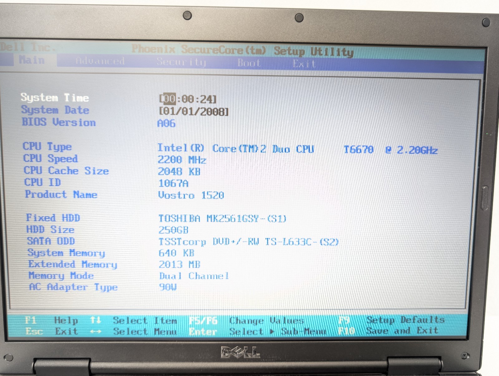 Dell Vostro 1520 Core 2 Duo T6670 2 GB RAM 500GB HDD MX Linux Needs Battery