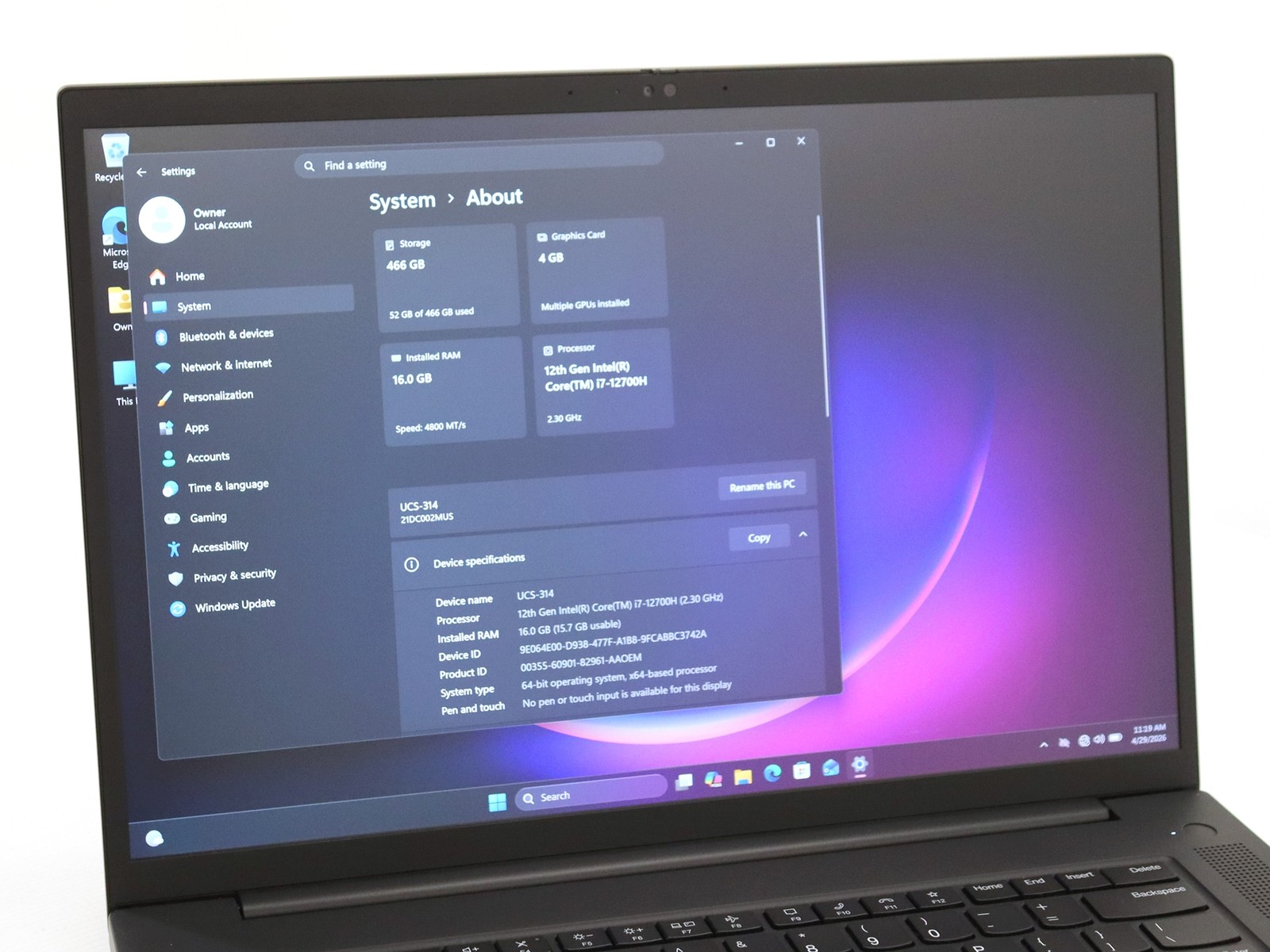 Lenovo ThinkPad P1 Gen 5 16.0″ 4K Intel i7-12800H 16GB 1TB NVMe RTX A1000 W11P
