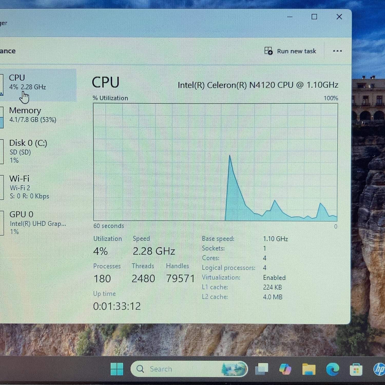 HP Stream 14-CF2111WM 14″ Celeron N4120 1.1GHz 8GB RAM 64GB
