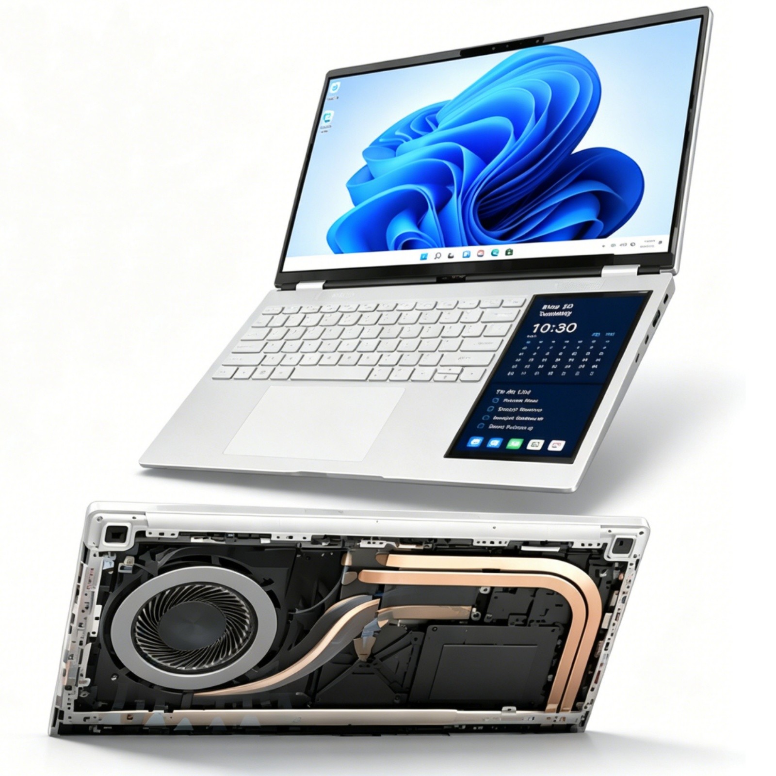 Double Touch 15.6”+7” Screen Laptop Computer 2.9GHz 16GB RAM 2TB Windows 11sz