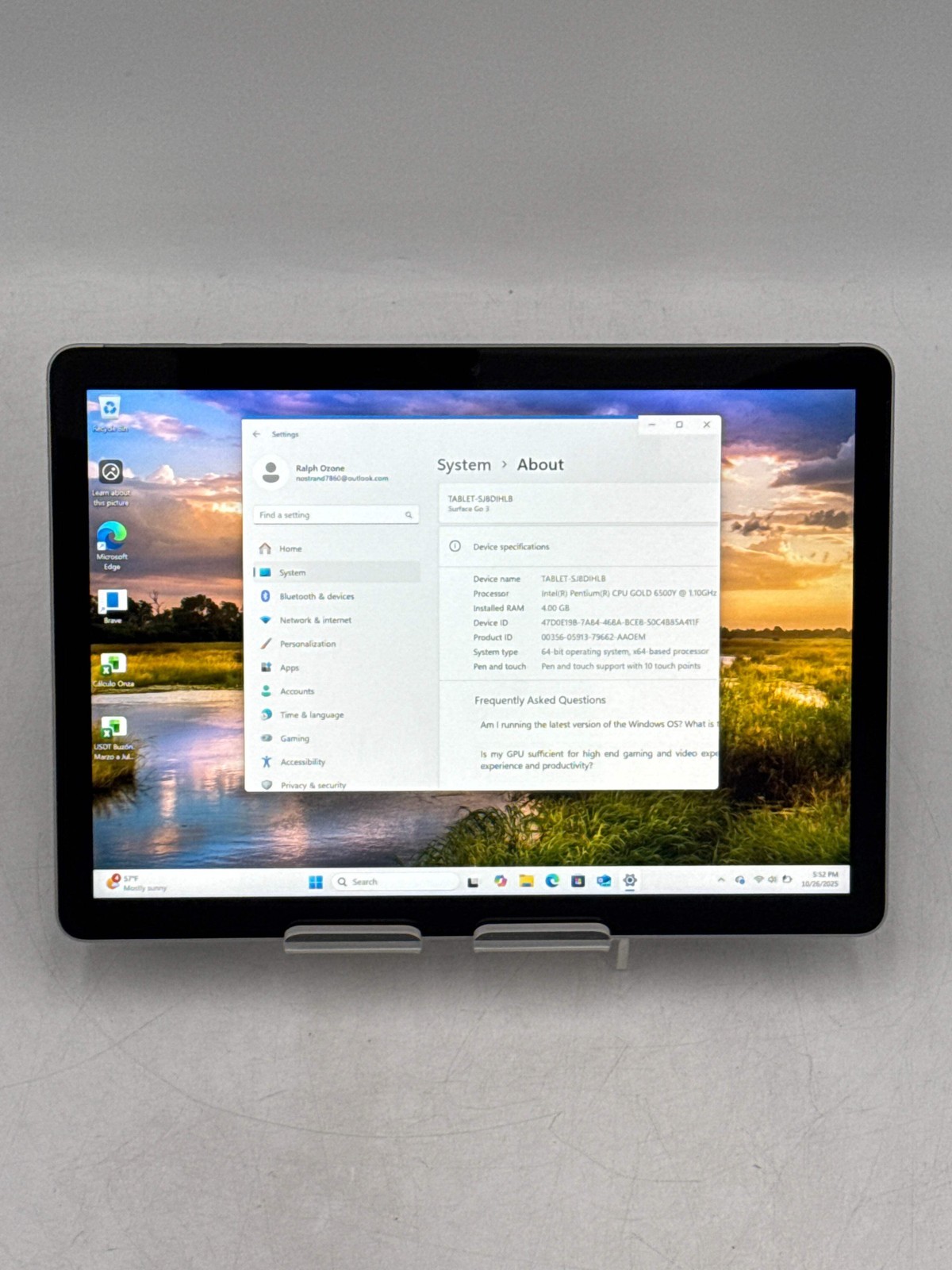 Microsoft Surface Go 3 Pentium Gold 6500Y 4GB RAM 64GB – READ!!