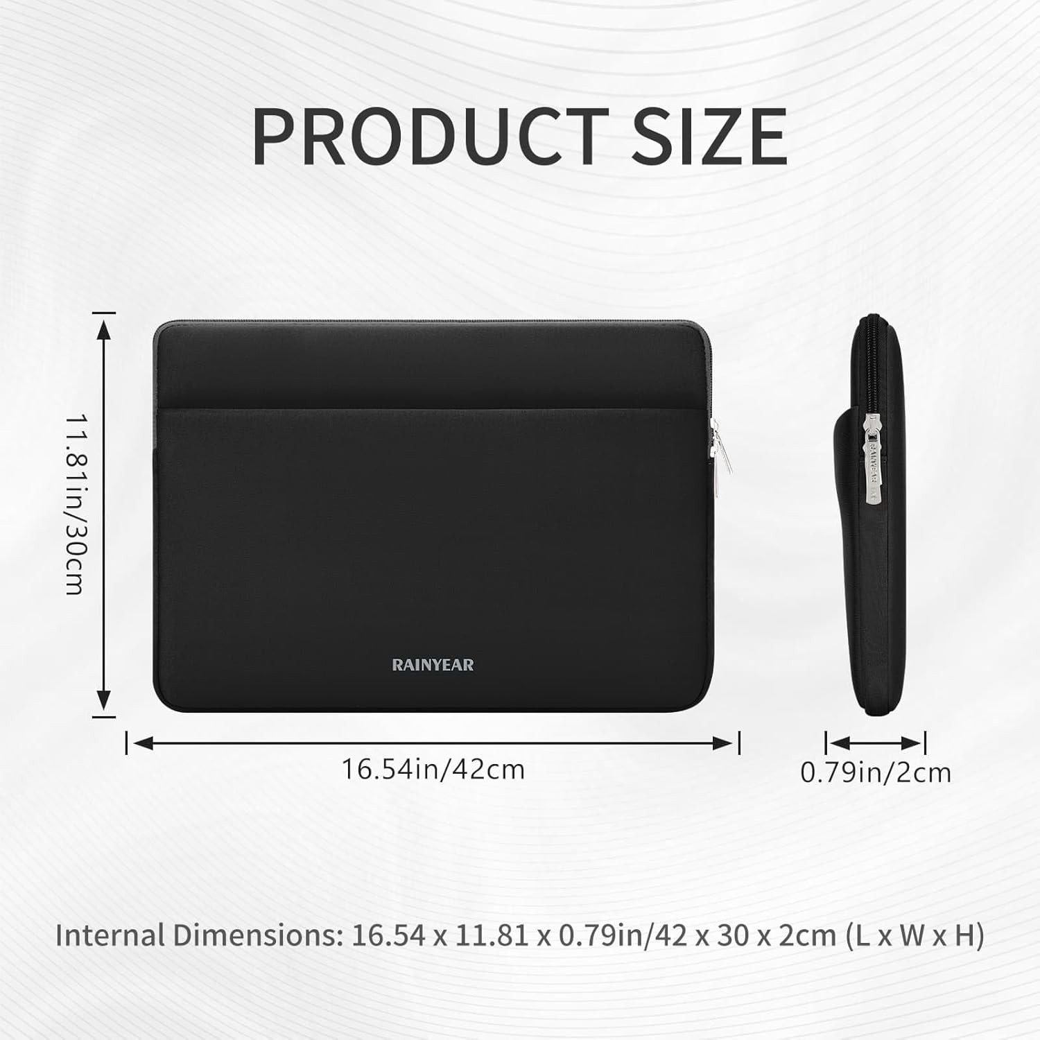 17 Inch Laptop Sleeve Case, Black Portable Bag with Front Pocket for HP/Dell/Len